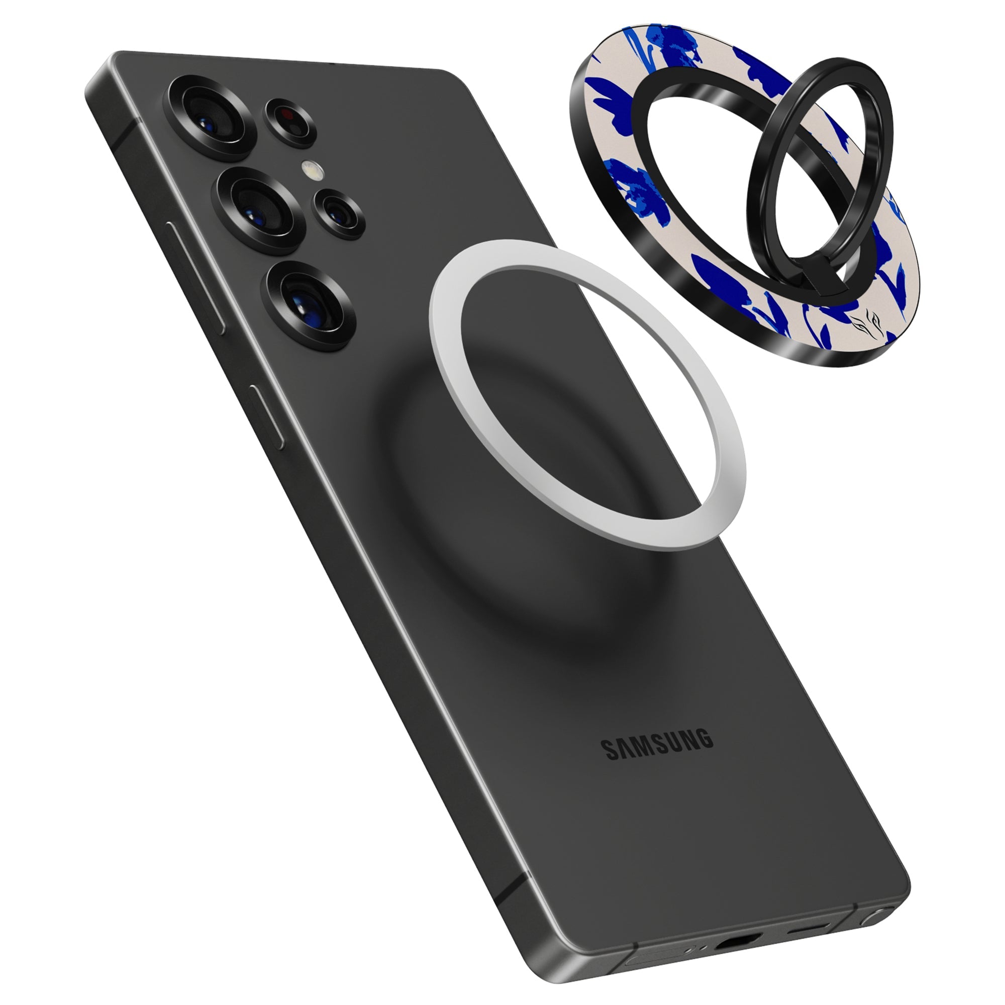 Blue Flowers - Magnetring – magnetring för mobil