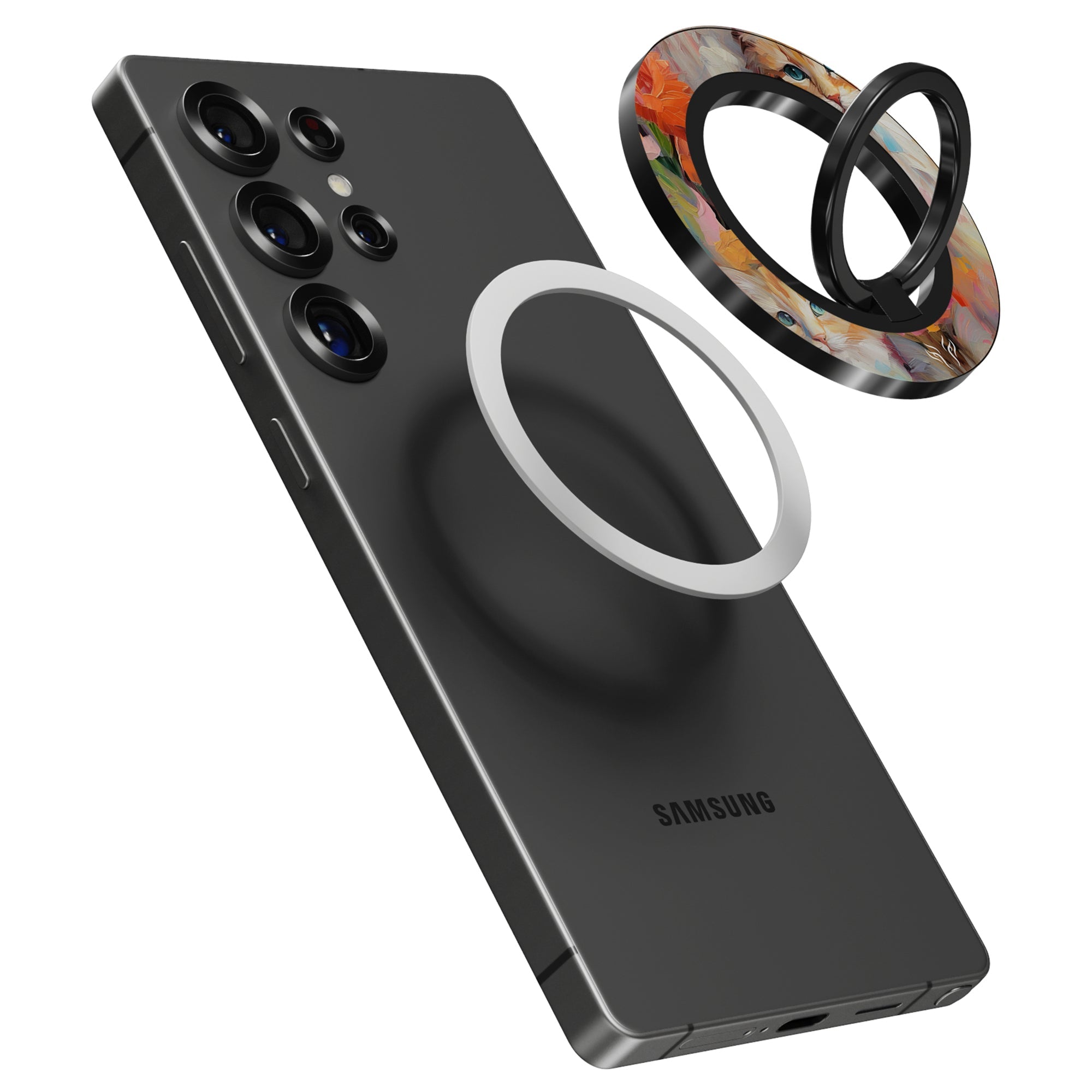 Flower Kitty - Magnetring – magnetring för mobil