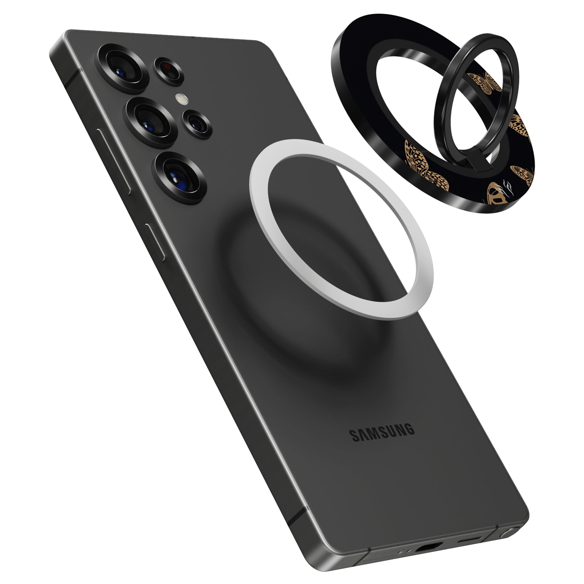 Golden Butterflies - Magnetring – magnetring för mobil