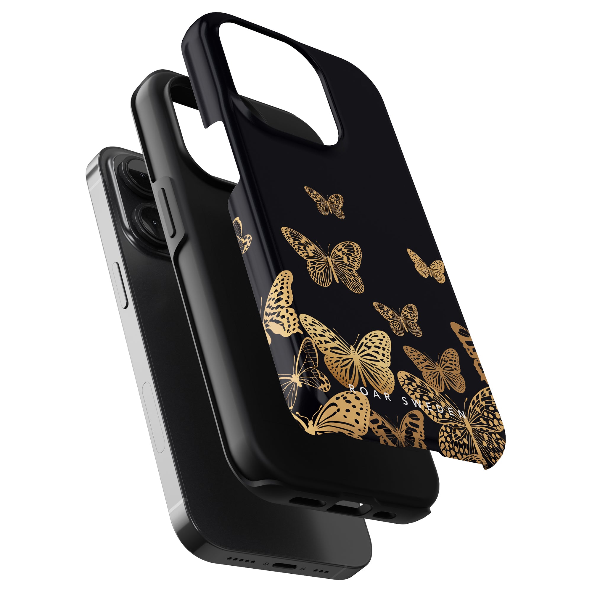 Printeers' Golden Butterflies - Tough Case är ett smartphonefodral med en svart och gulddesign med vackra fjärilar.