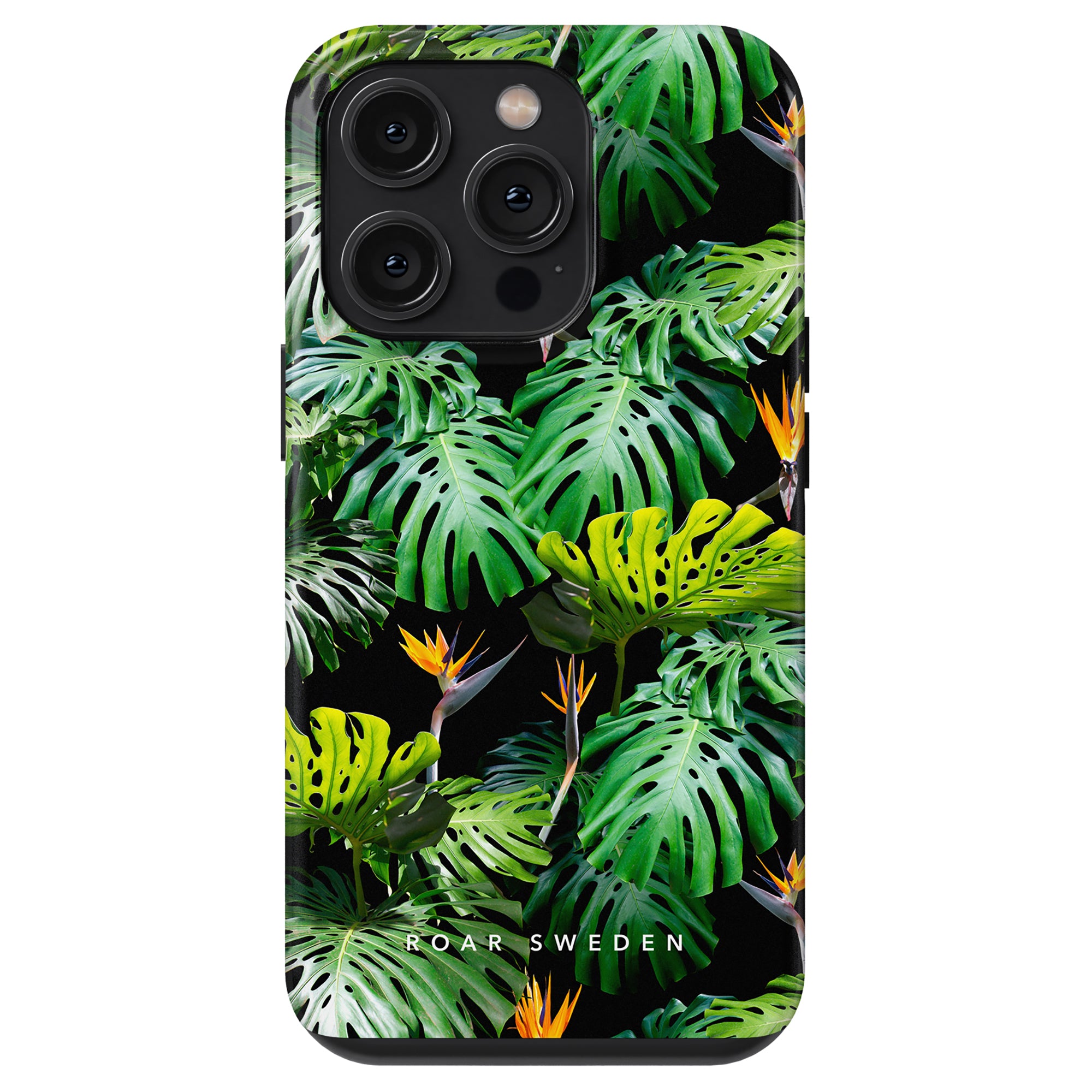 Ett trendigt Hawaii - Tufft fodral med tropiska löv och fåglar som ger din enhet en touch av naturinspirerad charm.