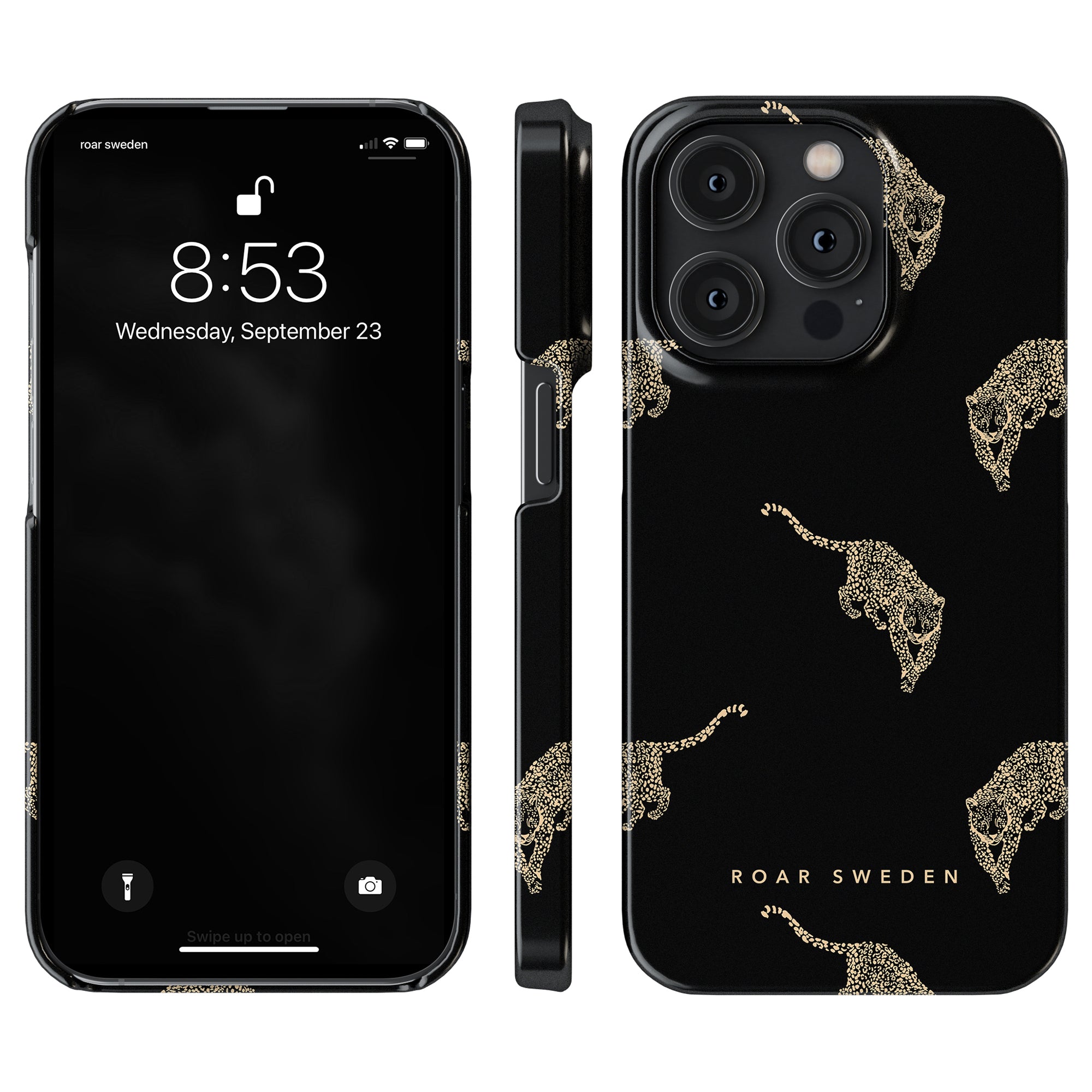 An elegant Kitty Black - Slim smartphone case adorned with a leopard print design.
