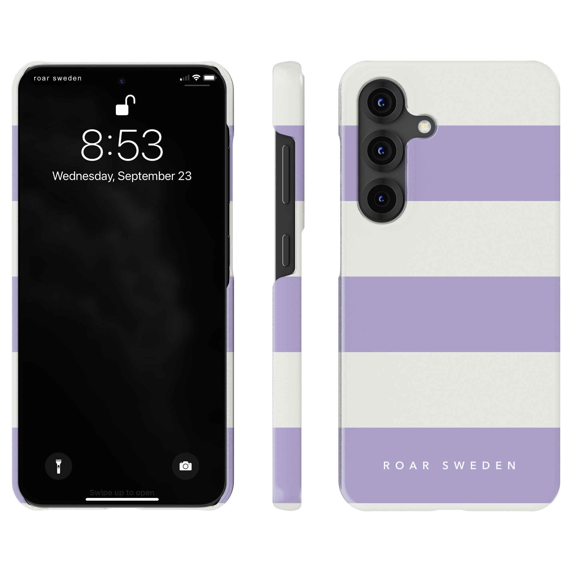 Slim mobilskal – Lavender Stripes