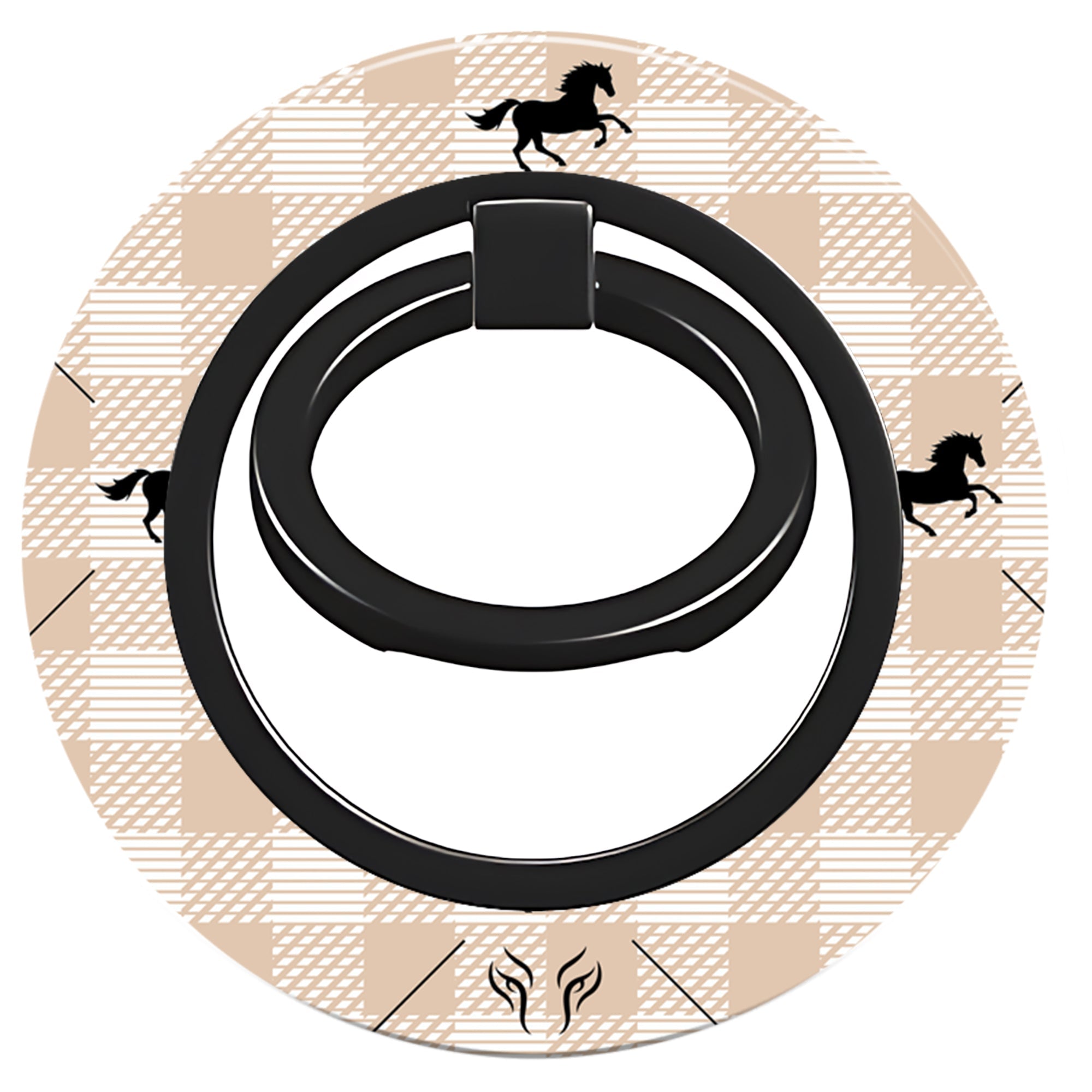 Plaid Horse Beige - Magnetring – magnetring för mobil