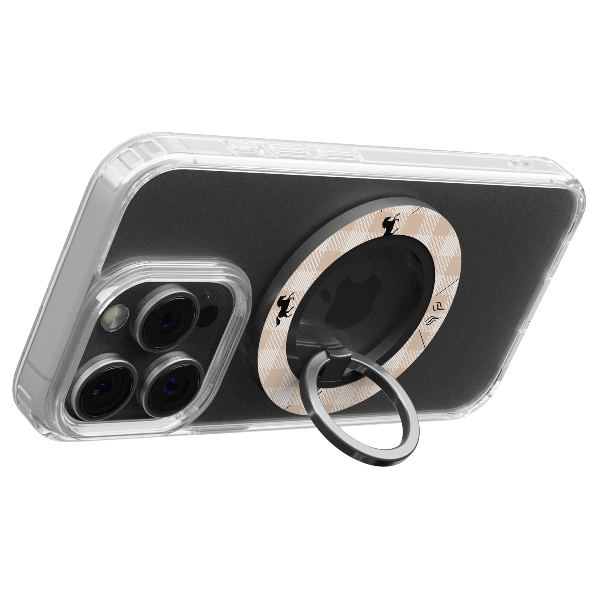 Plaid Horse Beige - Magnetring – magnetring för mobil