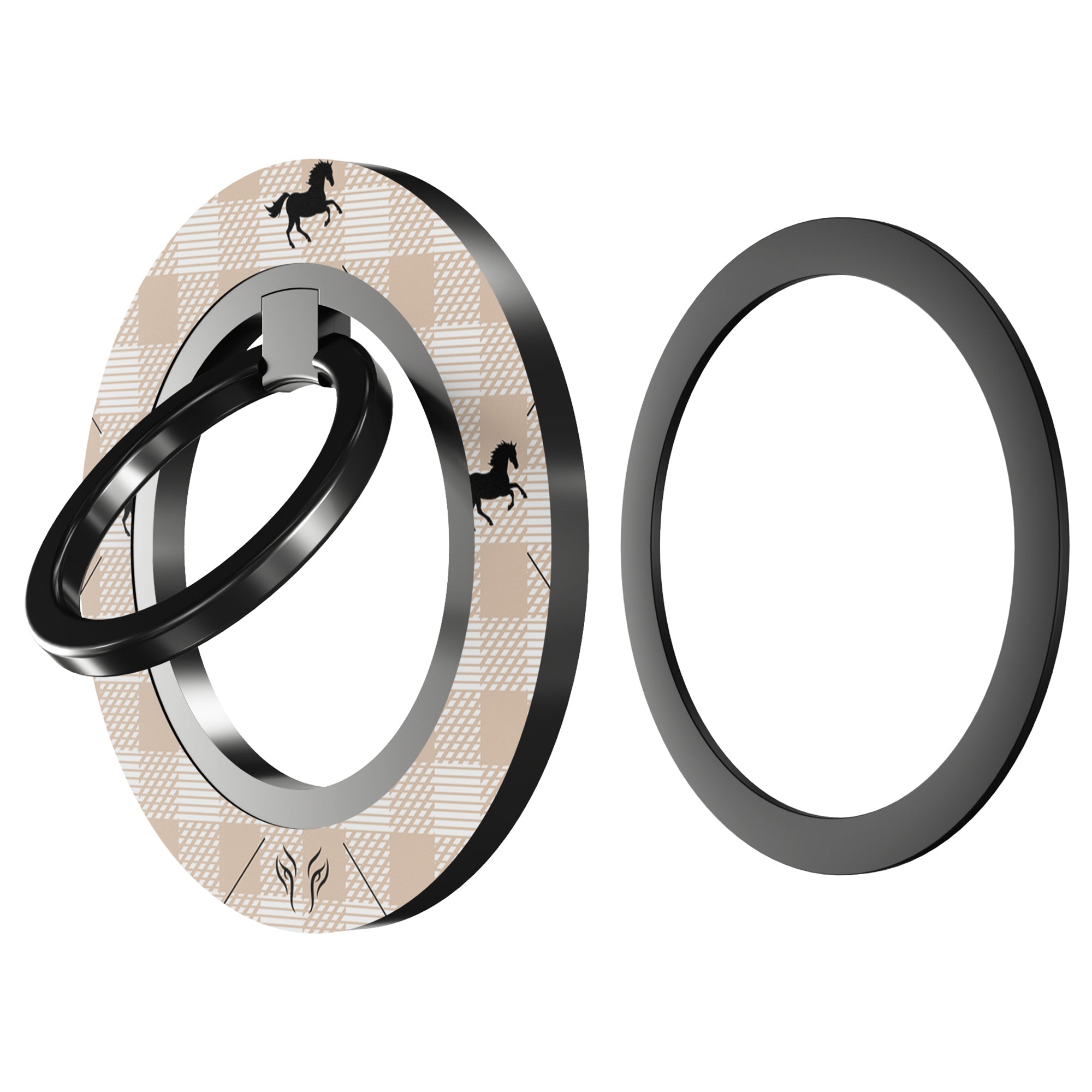 Plaid Horse Beige - Magnetring – magnetring för mobil