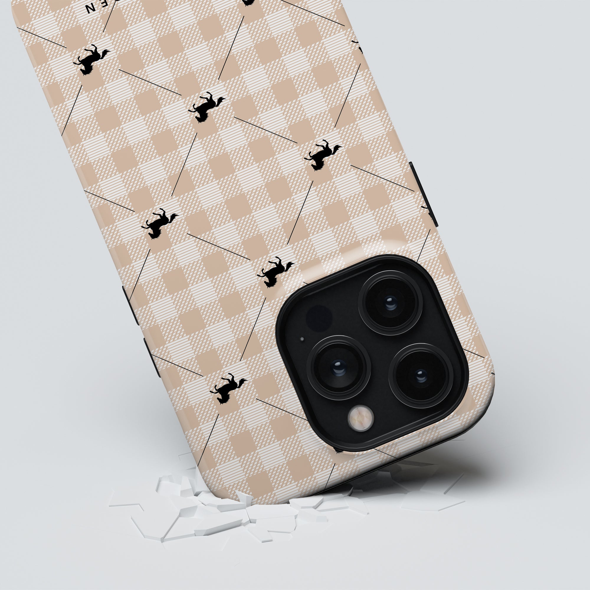 Plaid Horse Beige - Magsafe Tough Case - Roar Sweden