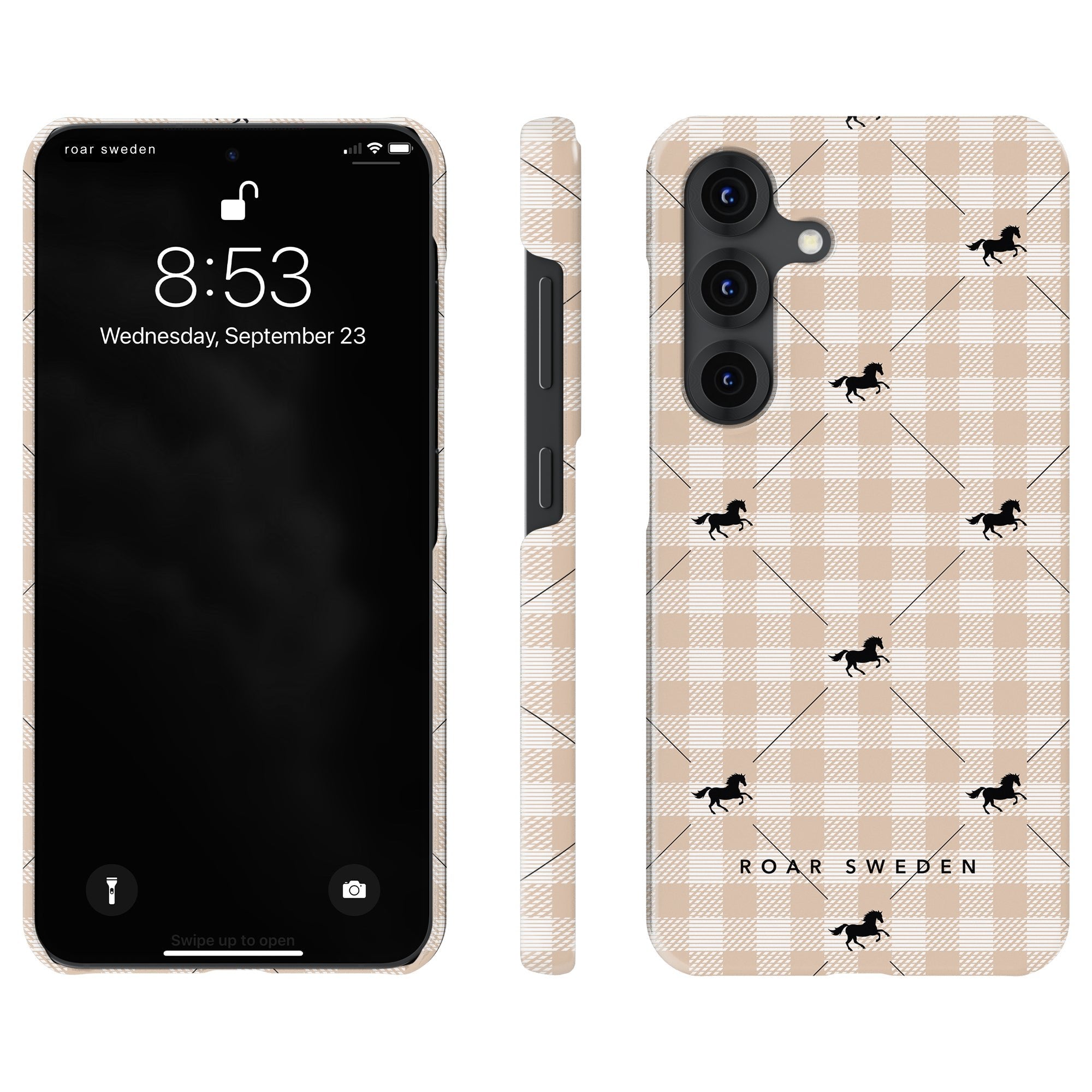 Plaid Horse Slim mobilskal – Plaid Horse Beige