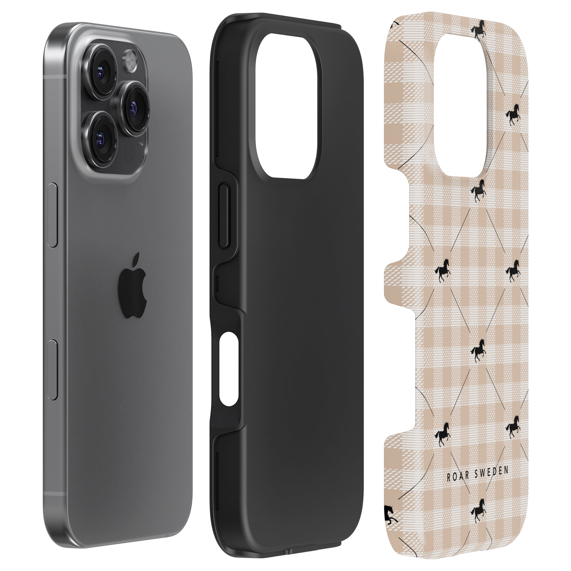 Plaid Horse Beige - Tough Case - Roar Sweden