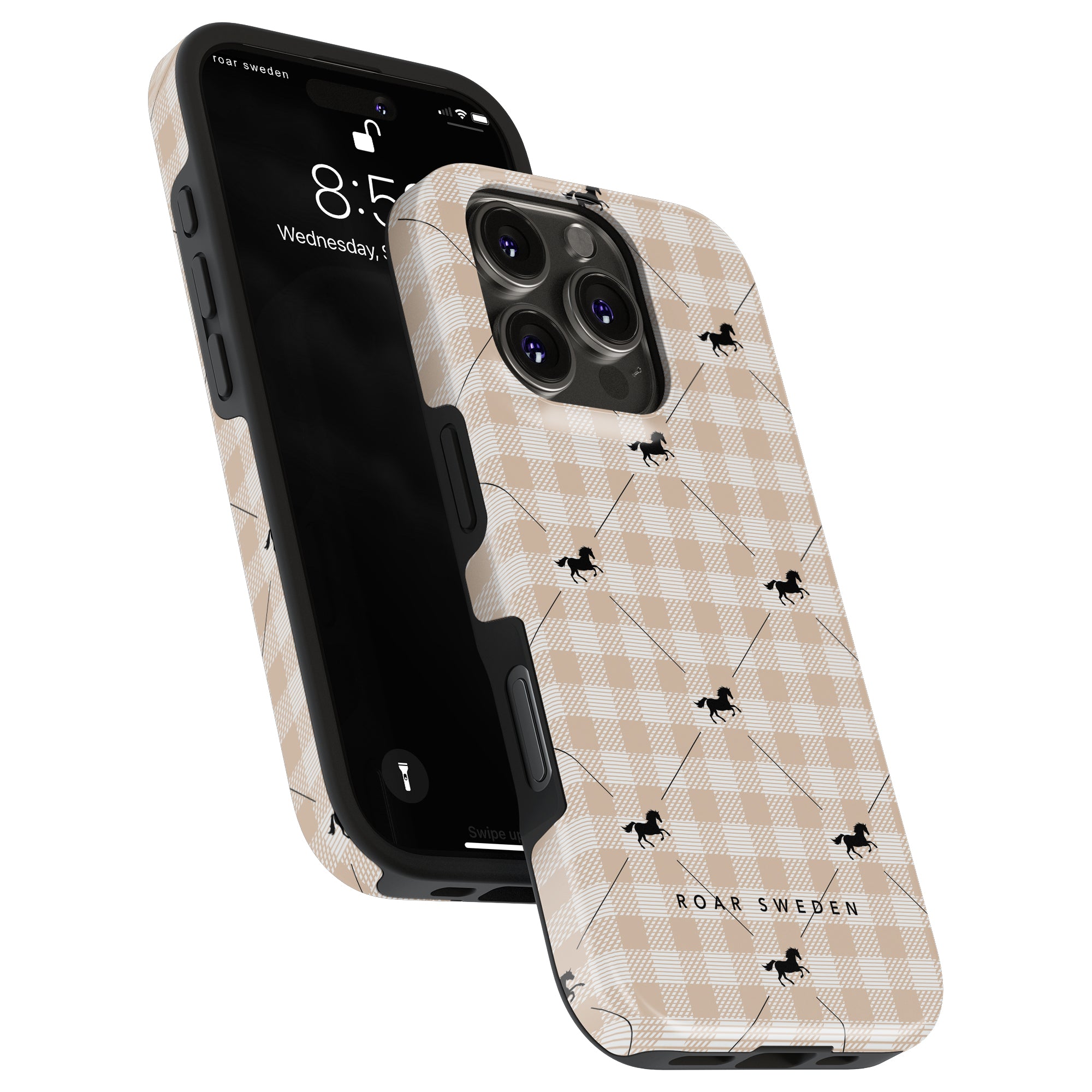 Plaid Horse Beige - Tough Case - Roar Sweden