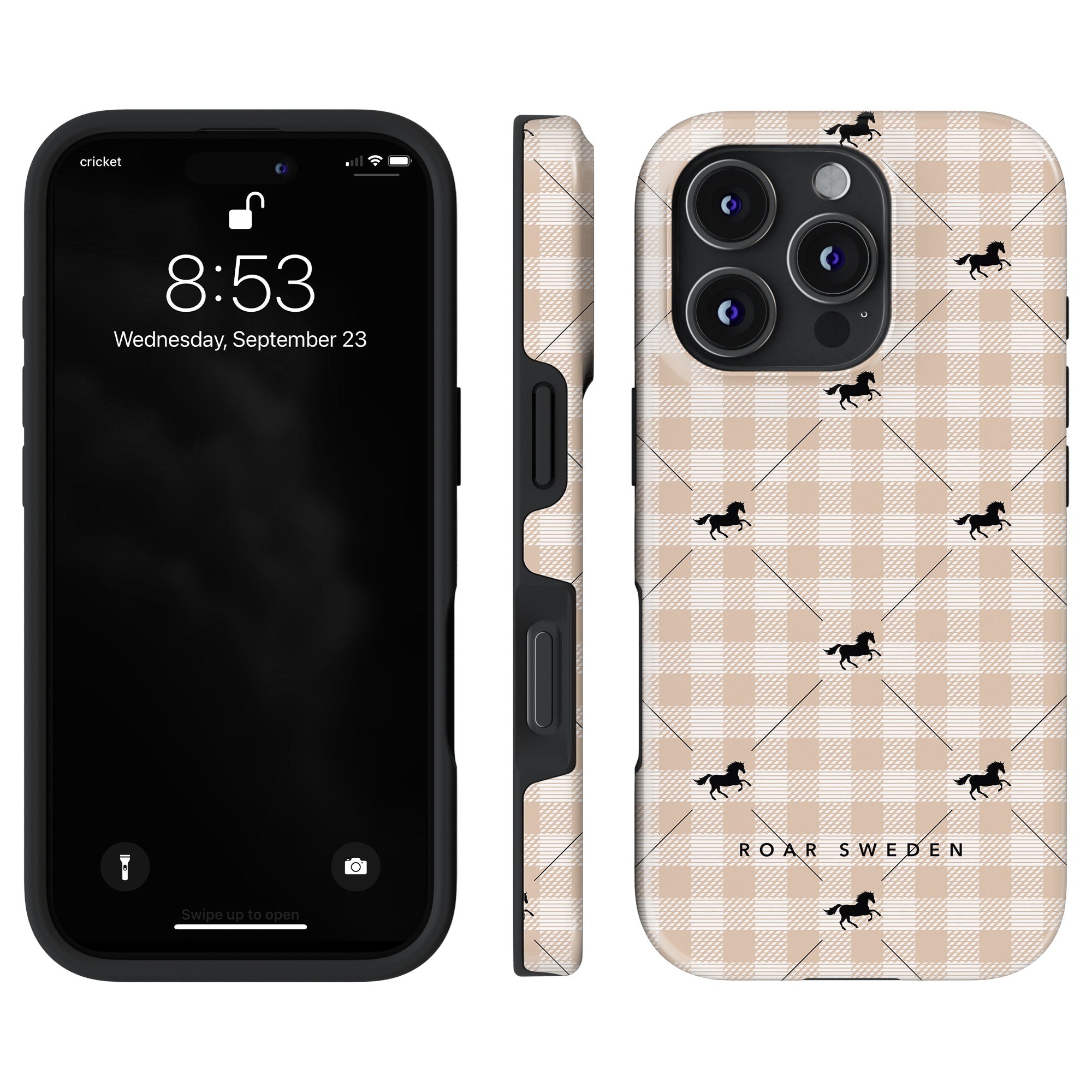 Plaid Horse Beige - Tough Case - Roar Sweden