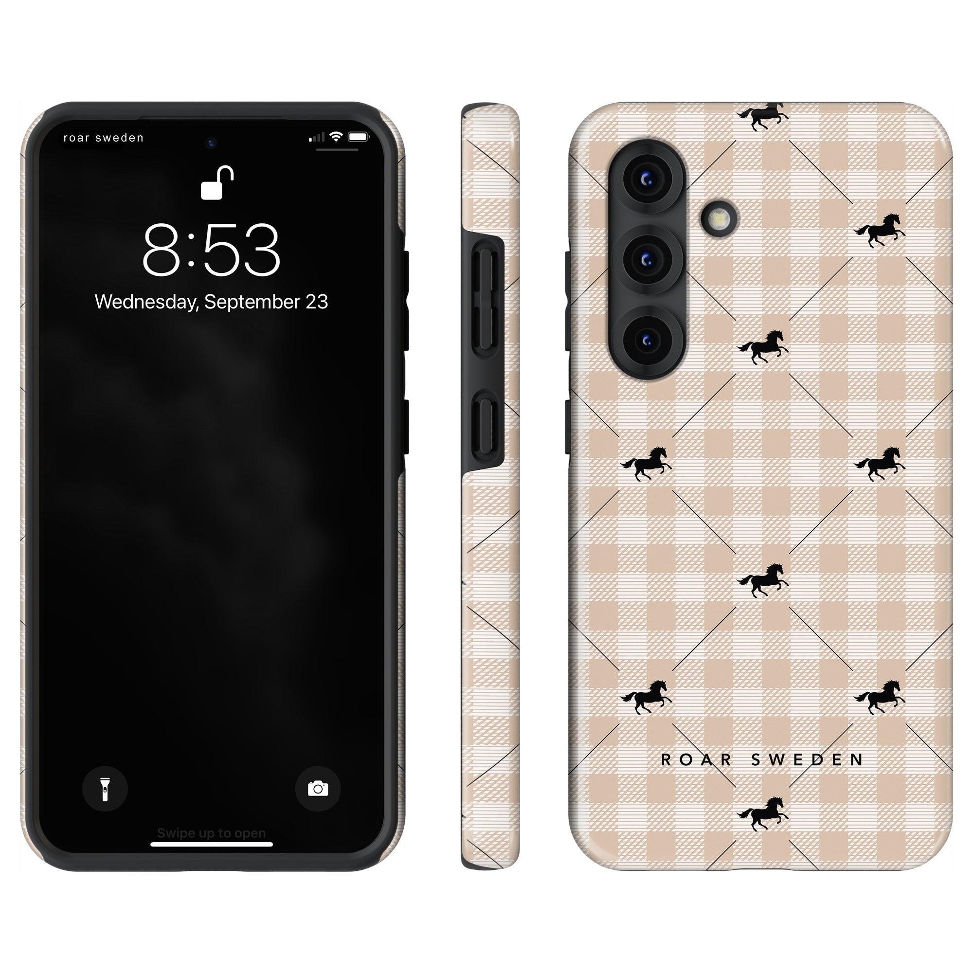 Plaid Horse Beige - Tough Case - Roar Sweden