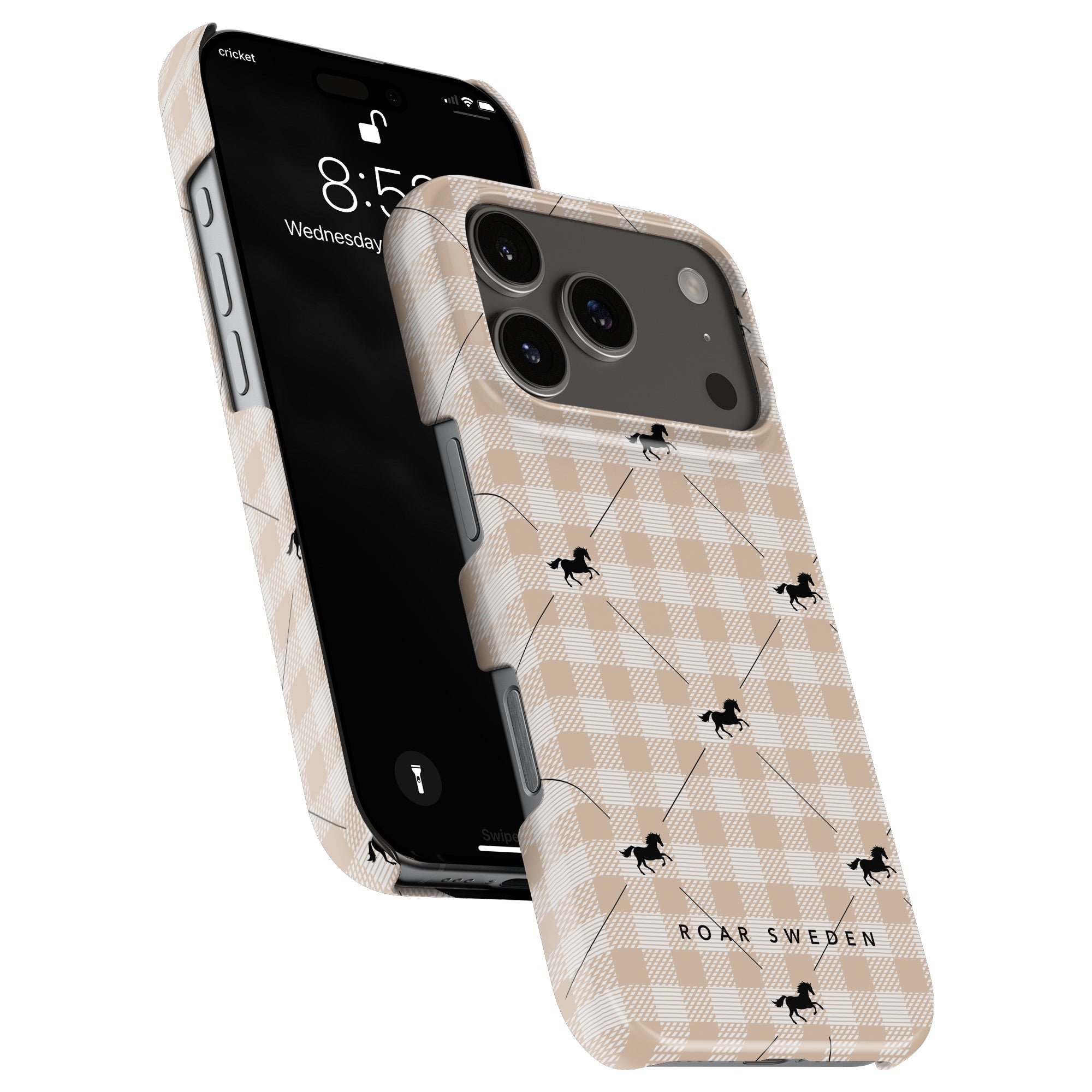 Plaid Horse Slim mobilskal – Plaid Horse Beige