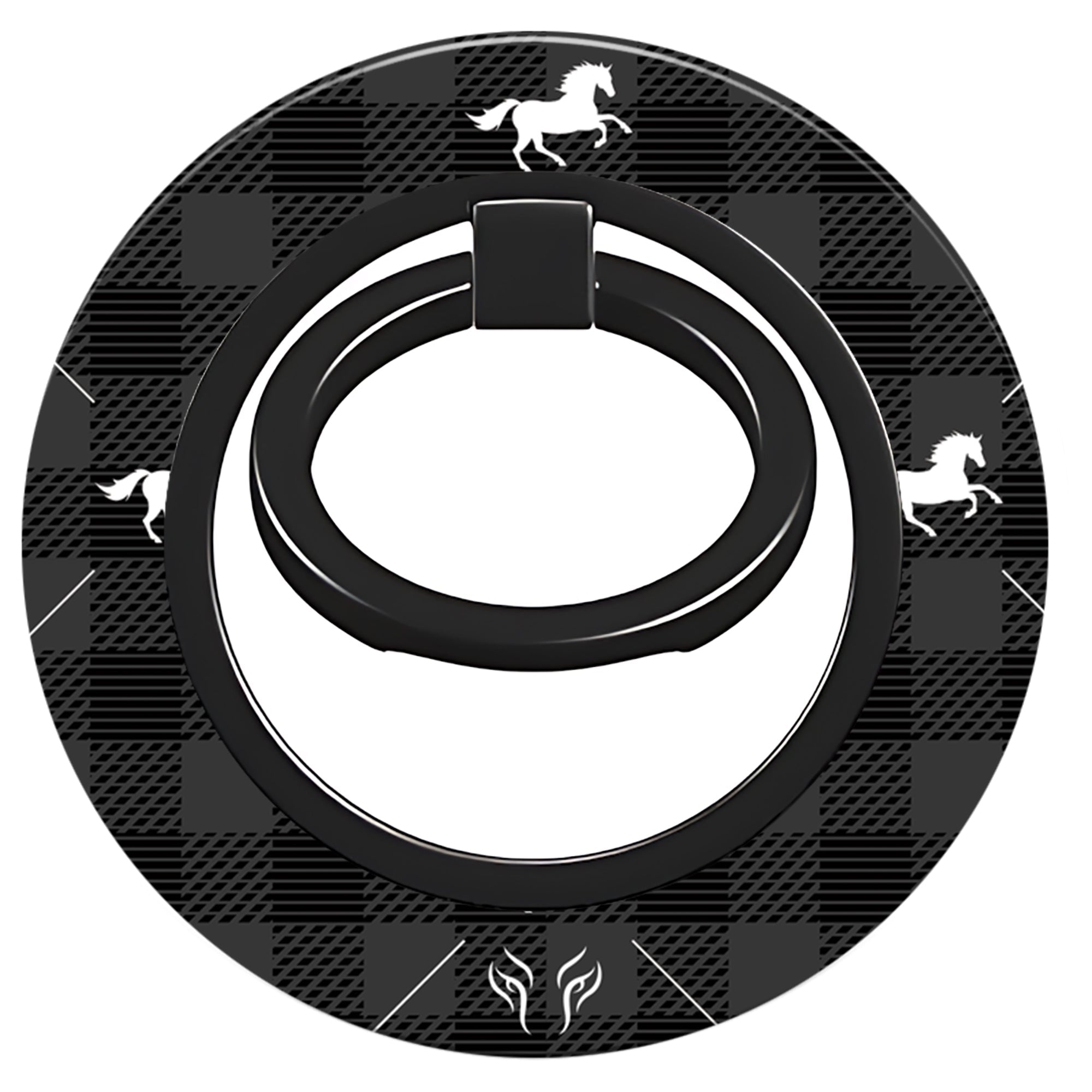 Plaid Horse Black - Magnetring – magnetring för mobil
