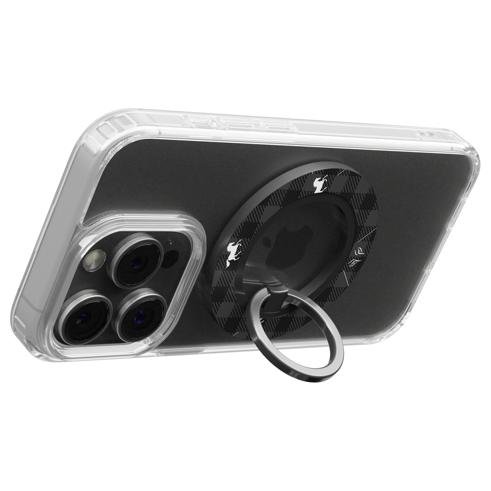 Plaid Horse Black - Magnetring – magnetring för mobil