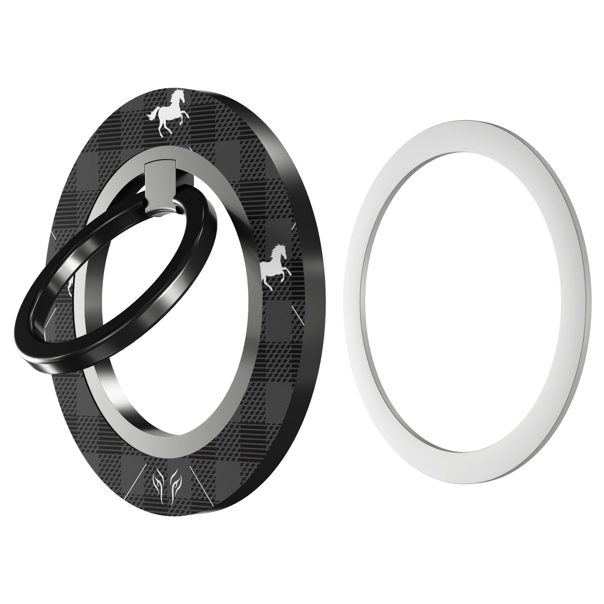 Plaid Horse Black - Magnetring – magnetring för mobil