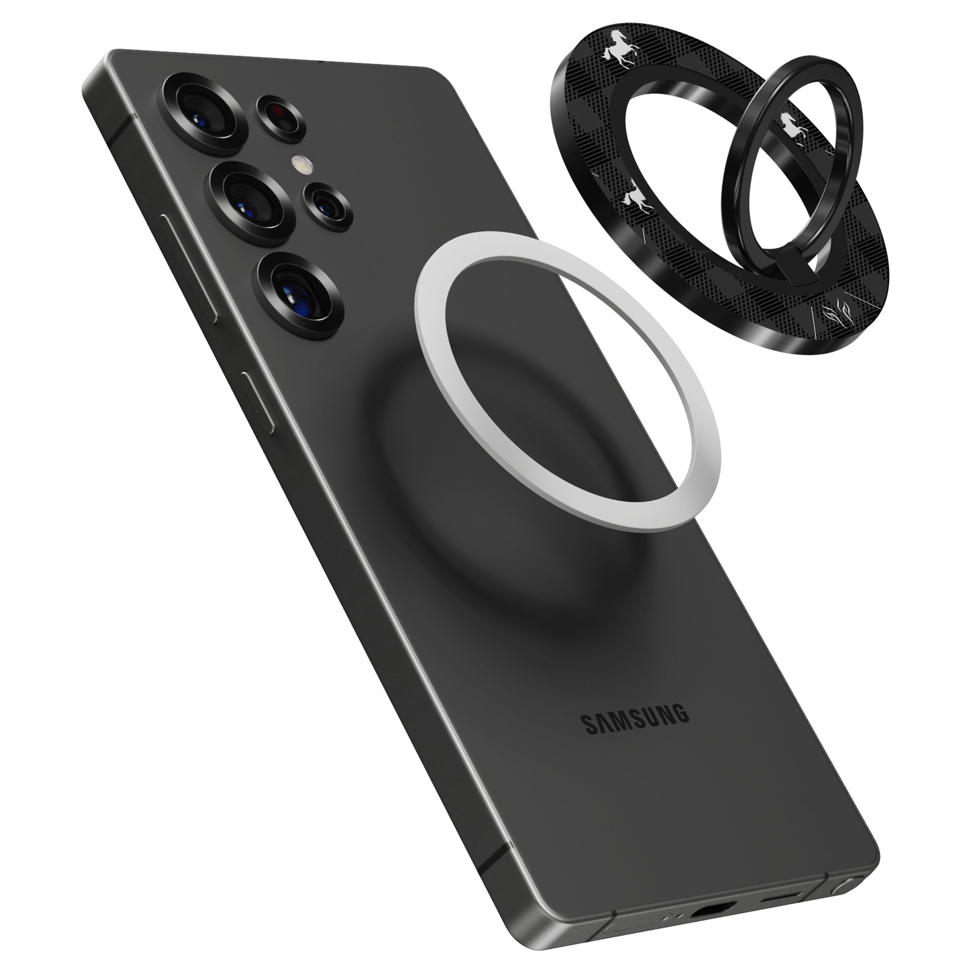 Plaid Horse Black - Magnetring – magnetring för mobil