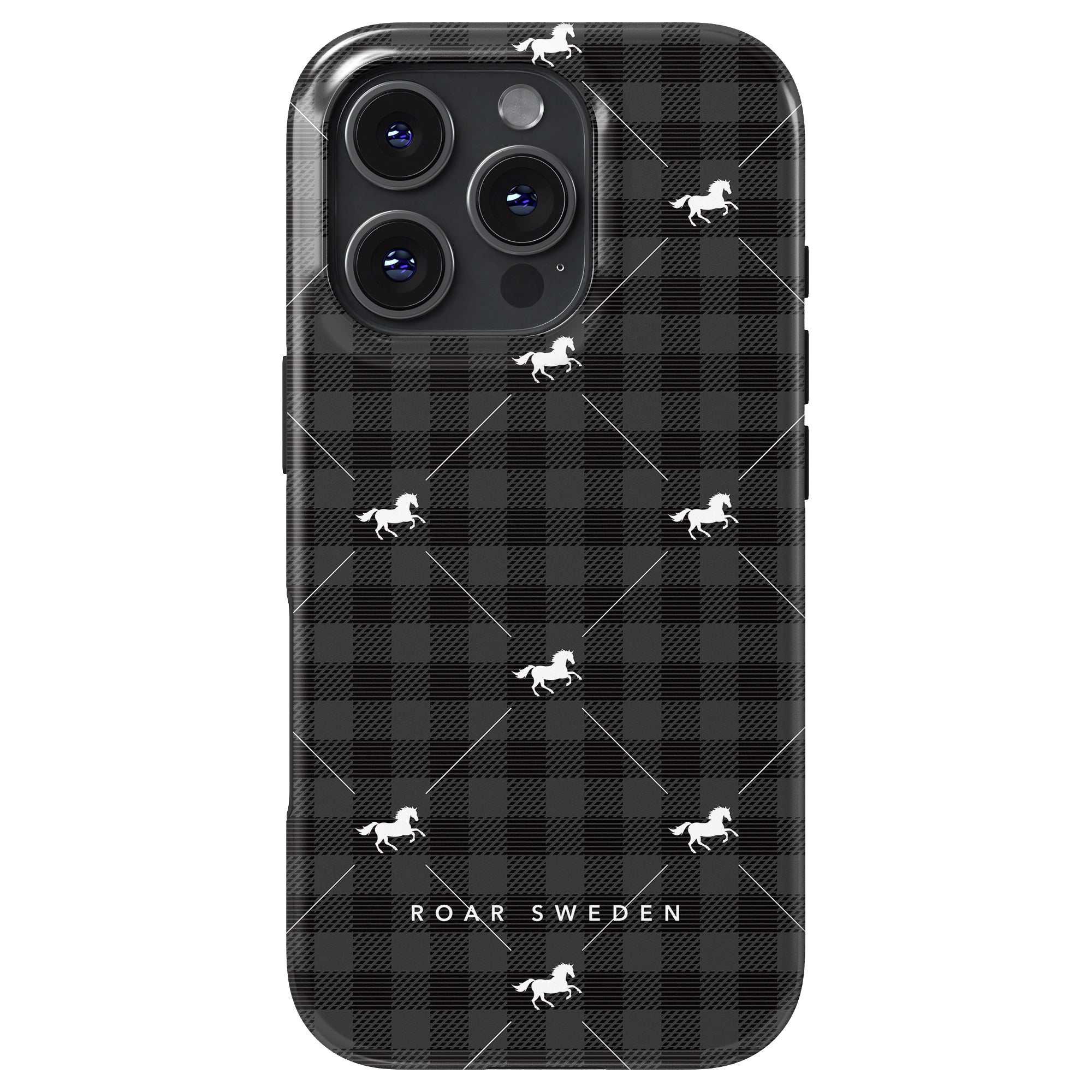 Plaid Horse Black - Magsafe Tough Case - Roar Sweden