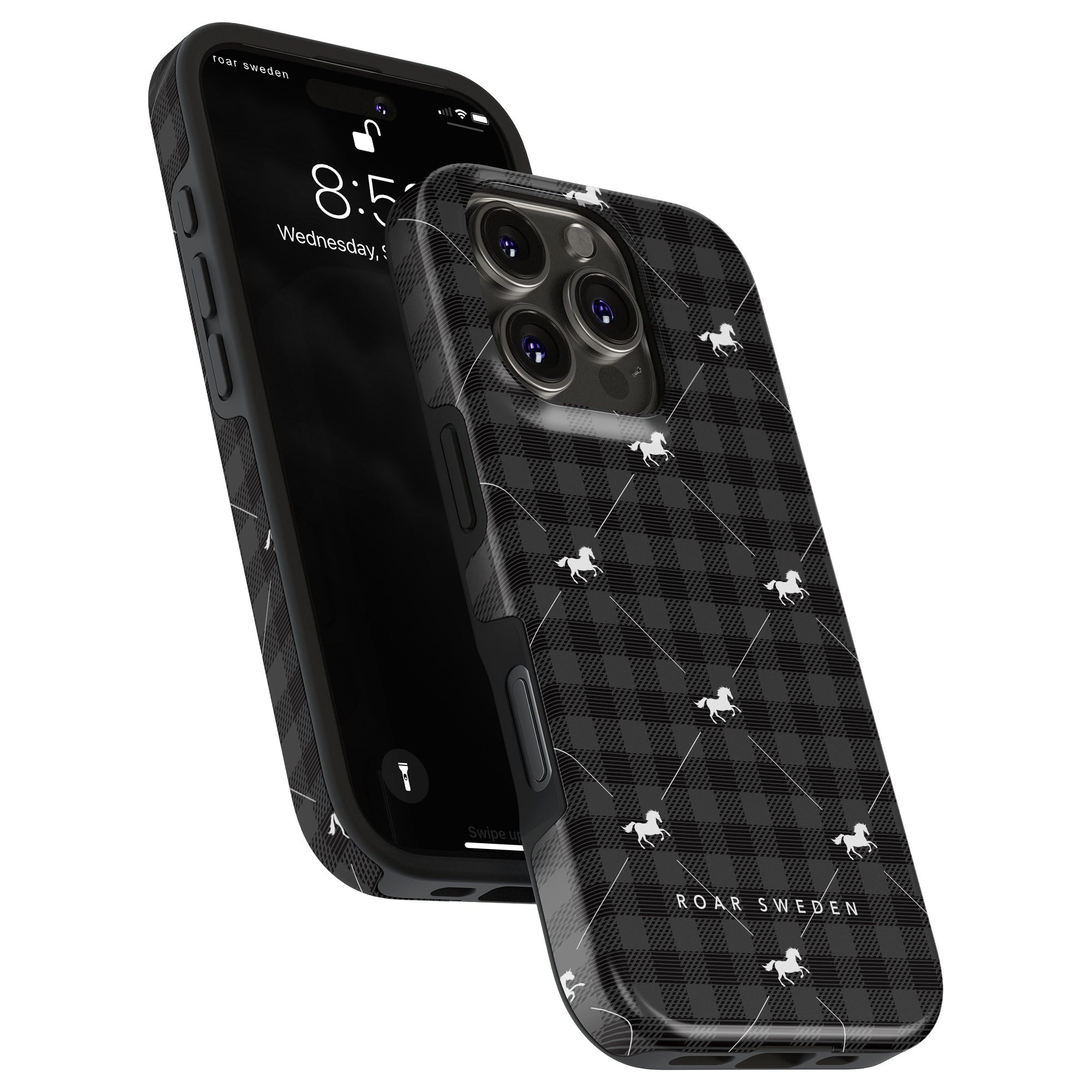 Plaid Horse Black - Tough Case - Roar Sweden
