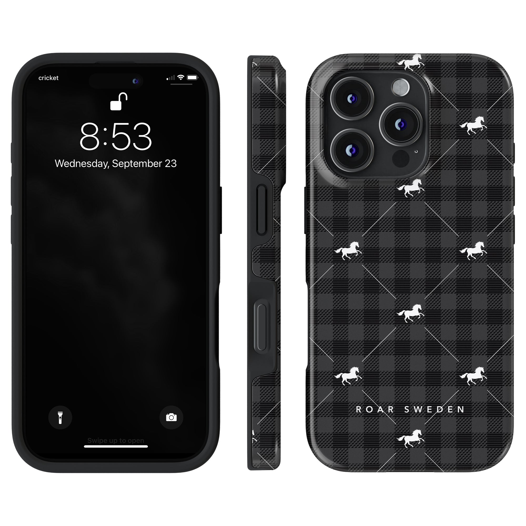 Plaid Horse Black - Tough Case - Roar Sweden