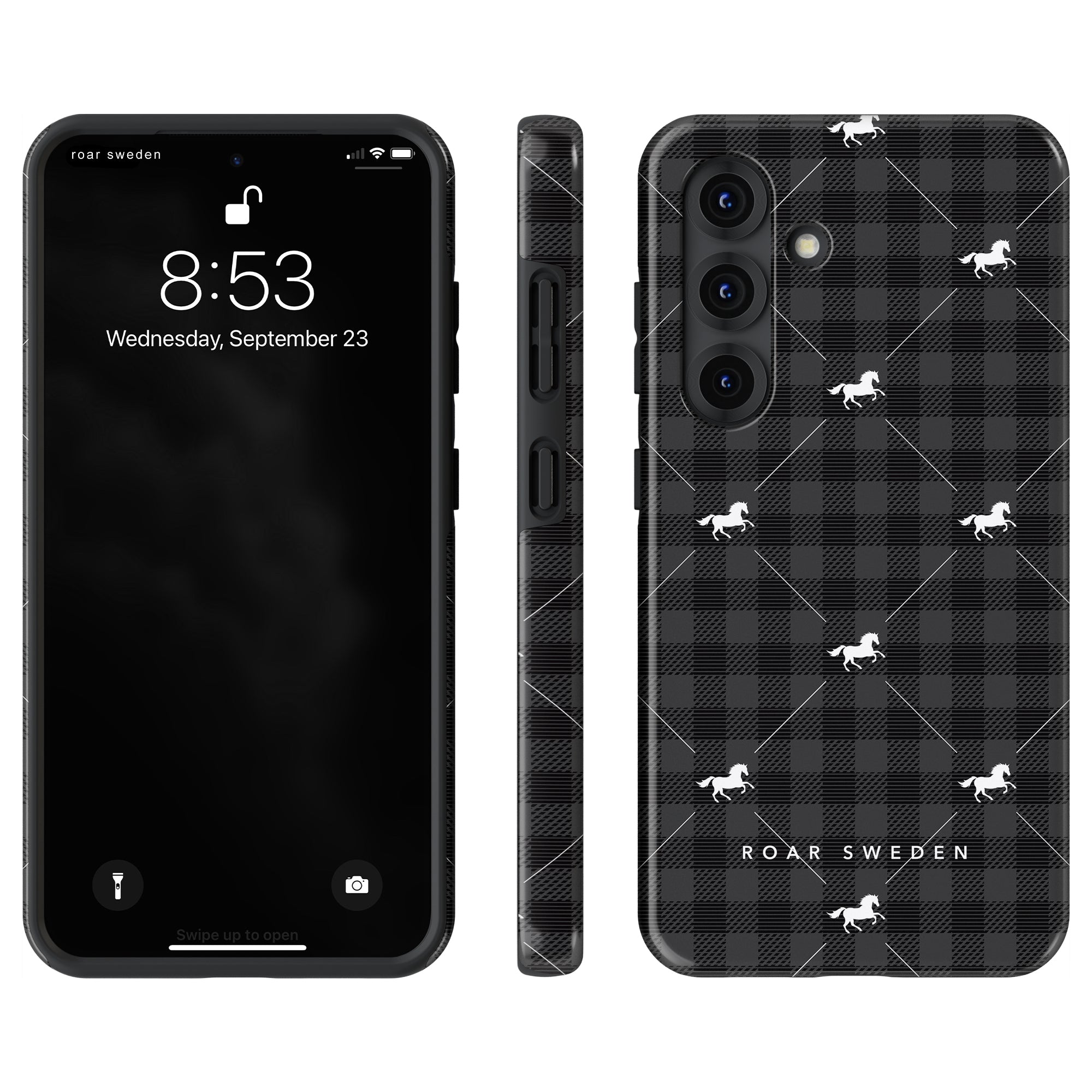Plaid Horse Black - Tough Case - Roar Sweden