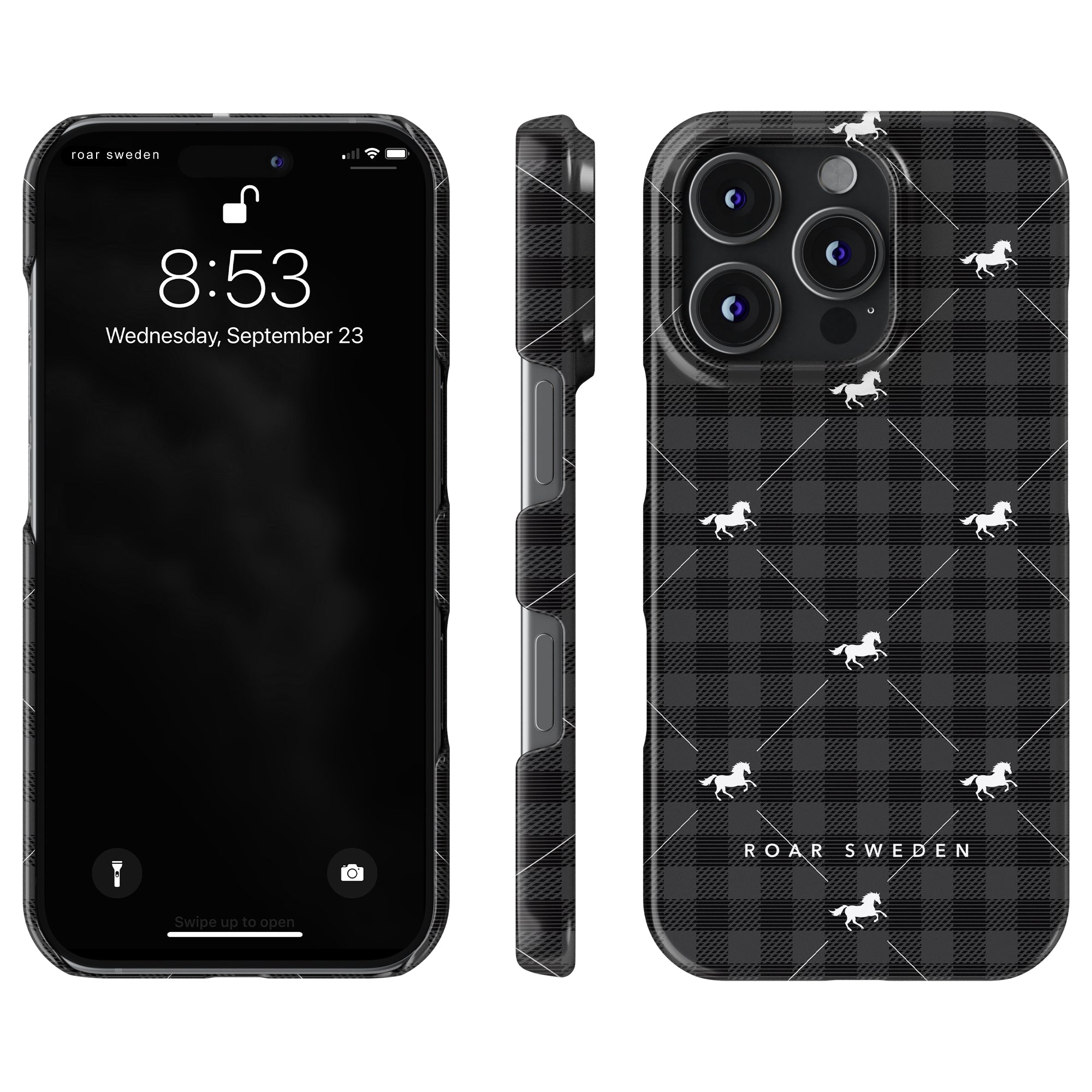 Plaid Horse Slim mobilskal – Plaid Horse Black