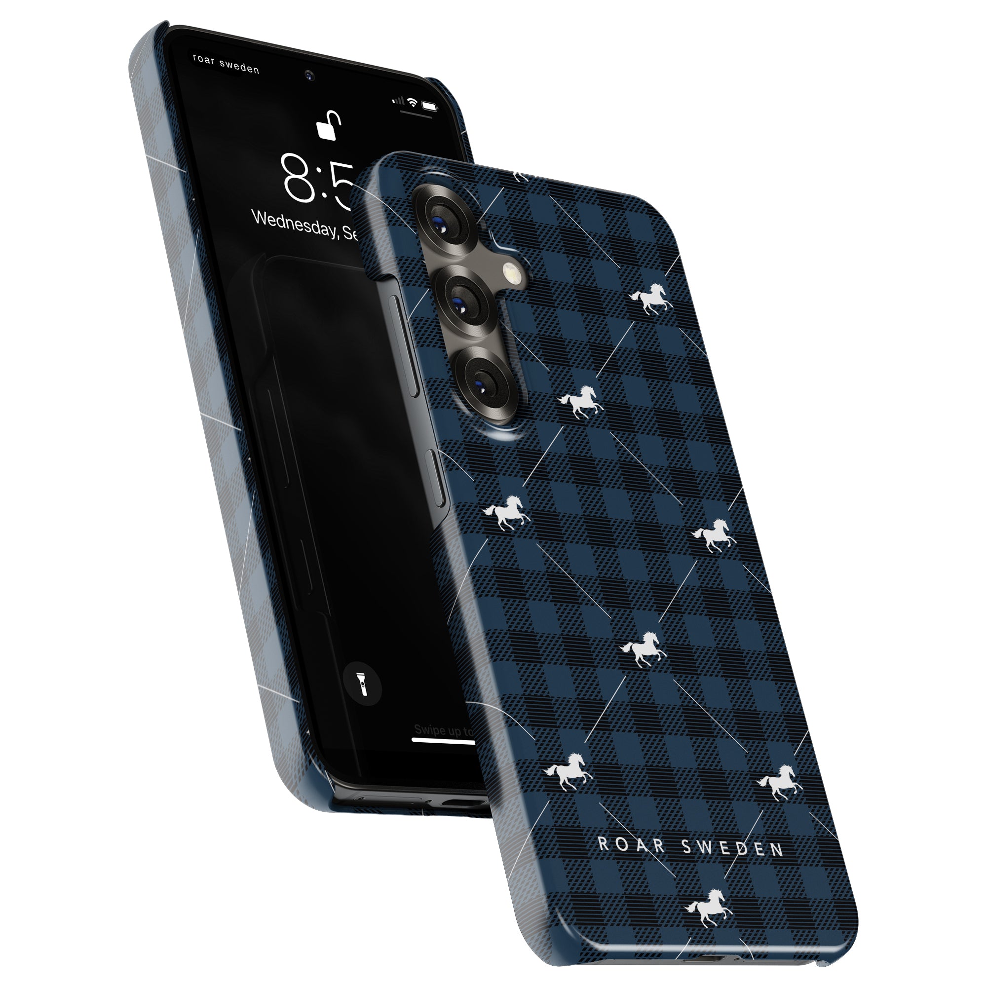 Plaid Horse Slim mobilskal – Plaid Horse Blue
