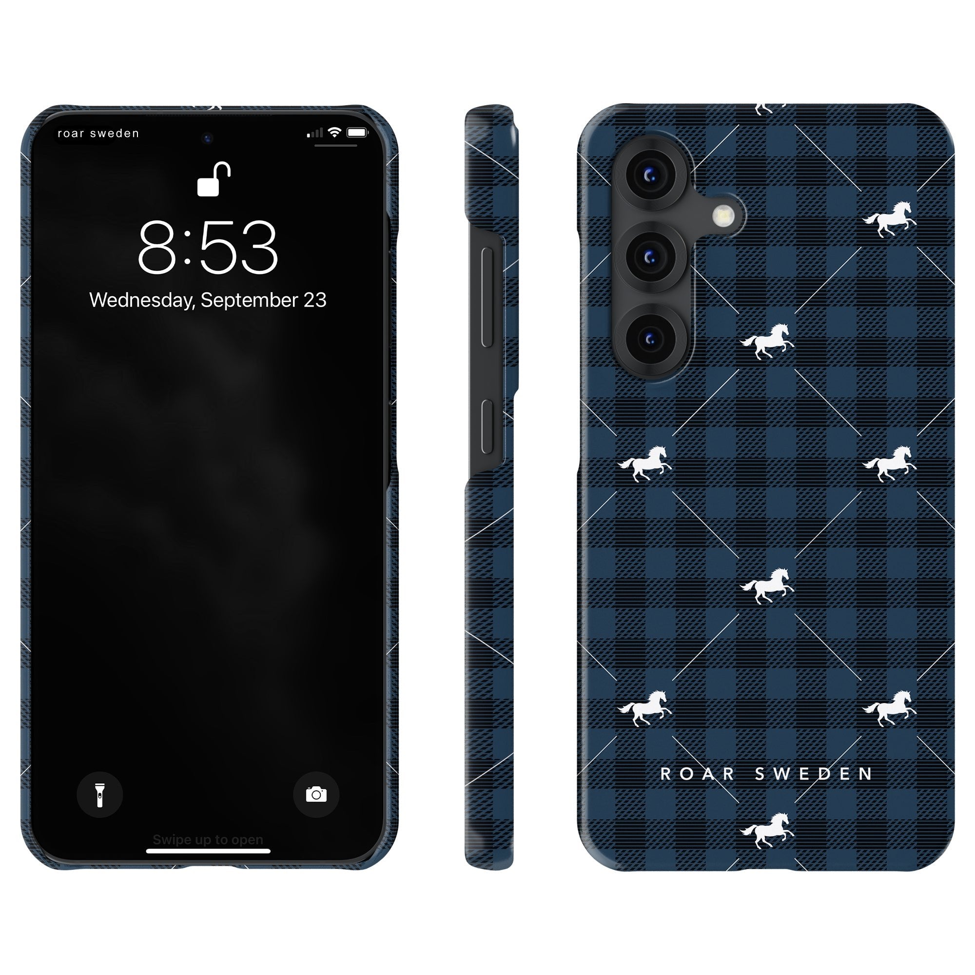 Plaid Horse Slim mobilskal – Plaid Horse Blue