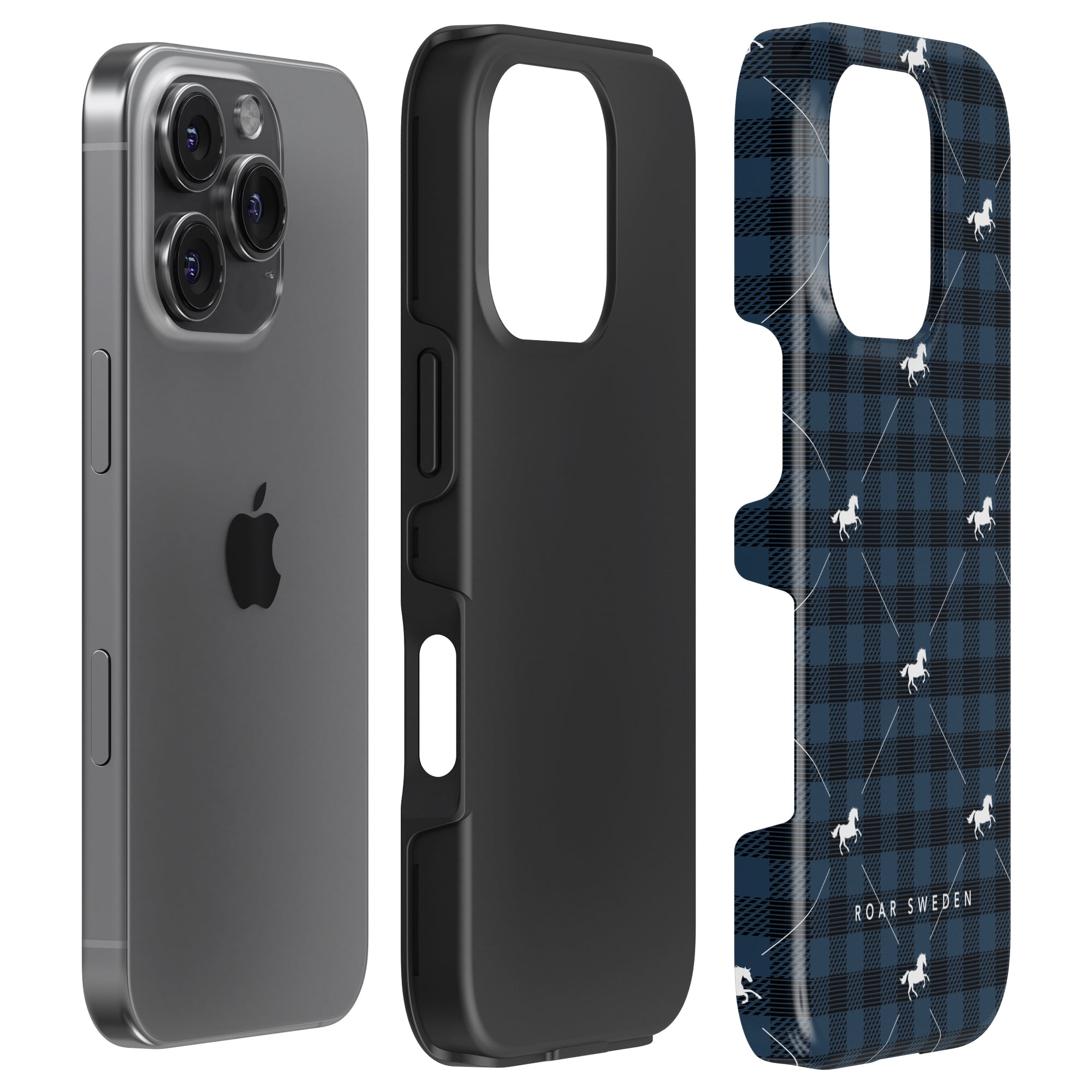Plaid Horse Blue - Tough Case - Roar Sweden