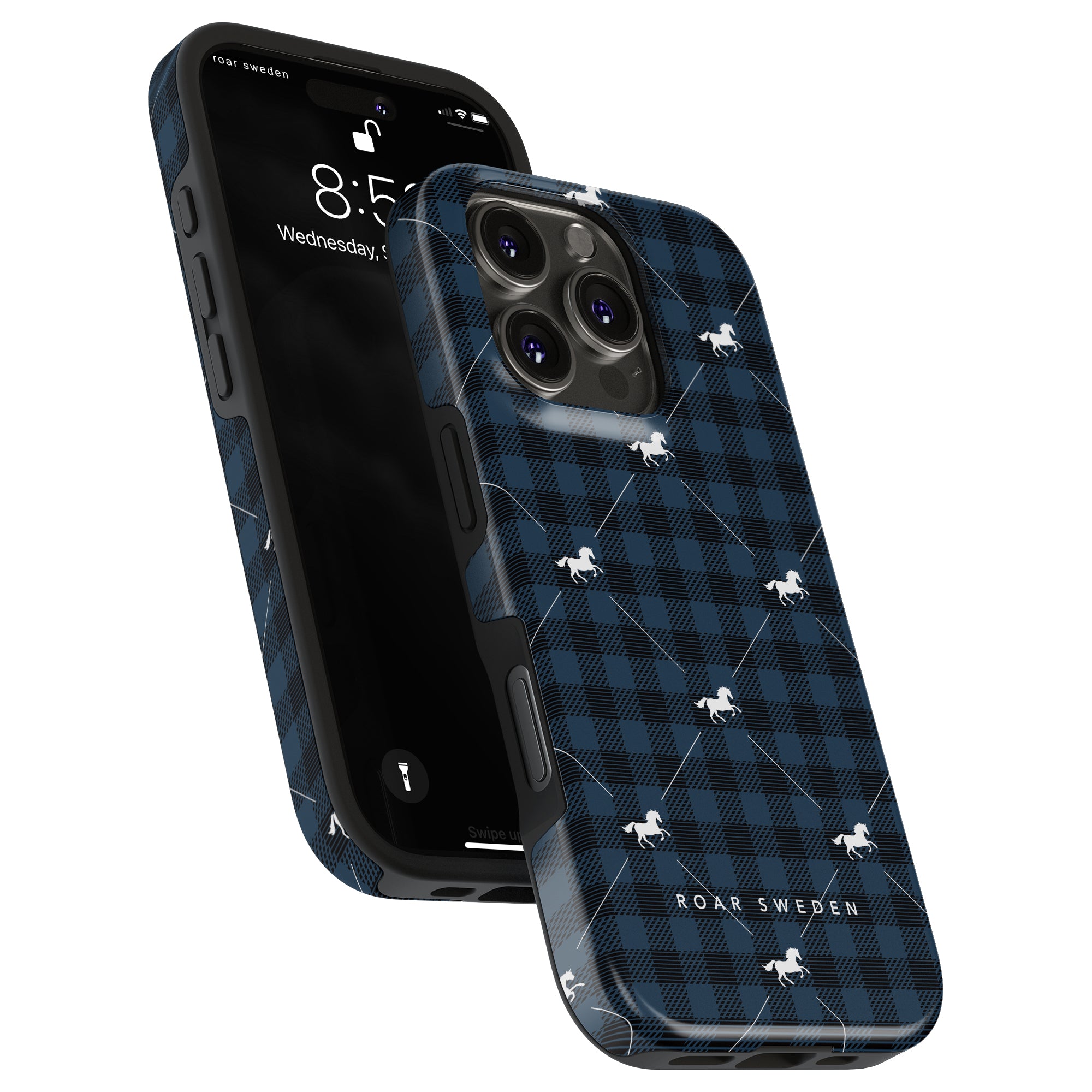 Plaid Horse Blue - Tough Case - Roar Sweden