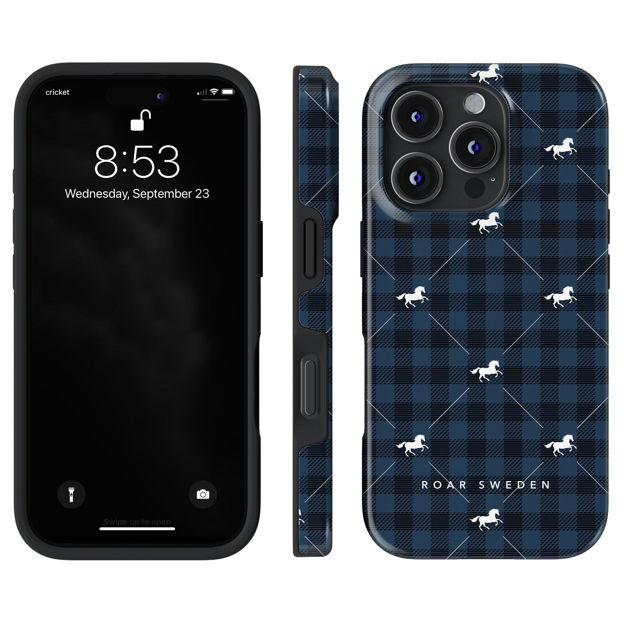 Plaid Horse Blue - Tough Case - Roar Sweden