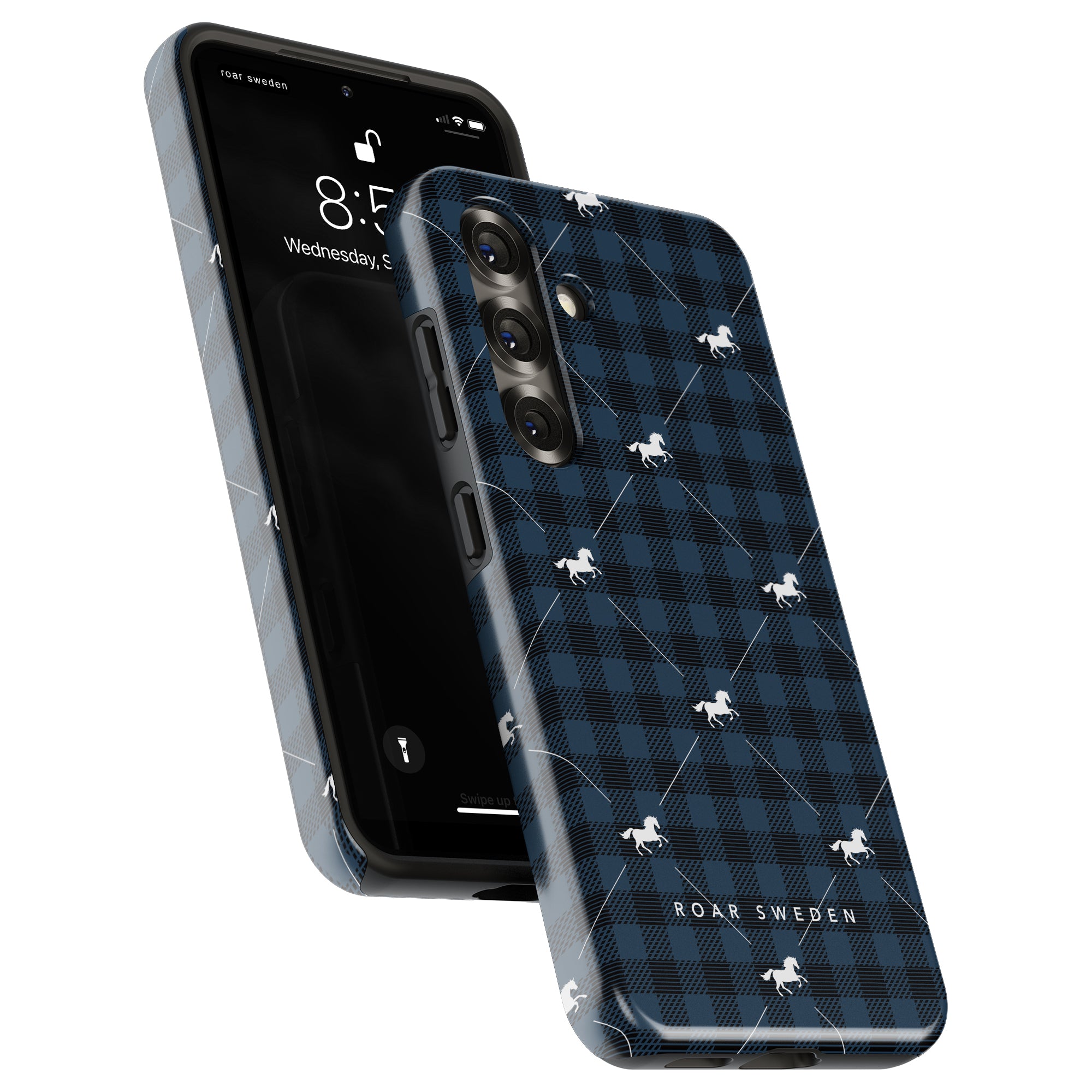 Plaid Horse Blue - Tough Case - Roar Sweden