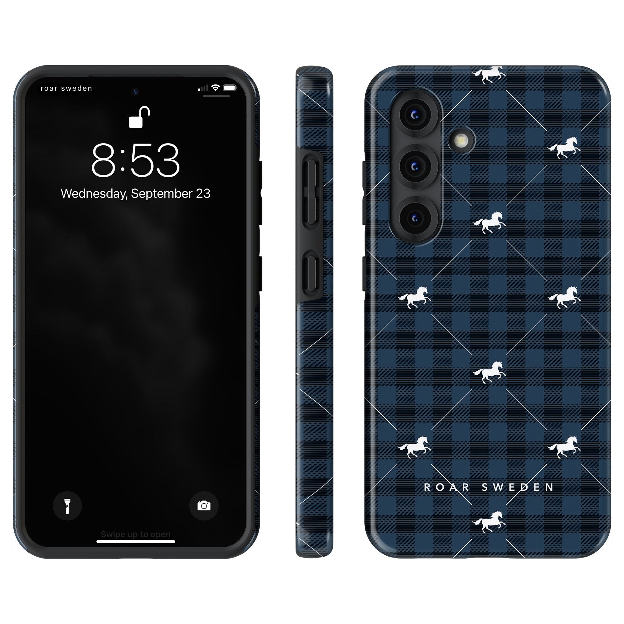 Plaid Horse Blue - Tough Case - Roar Sweden