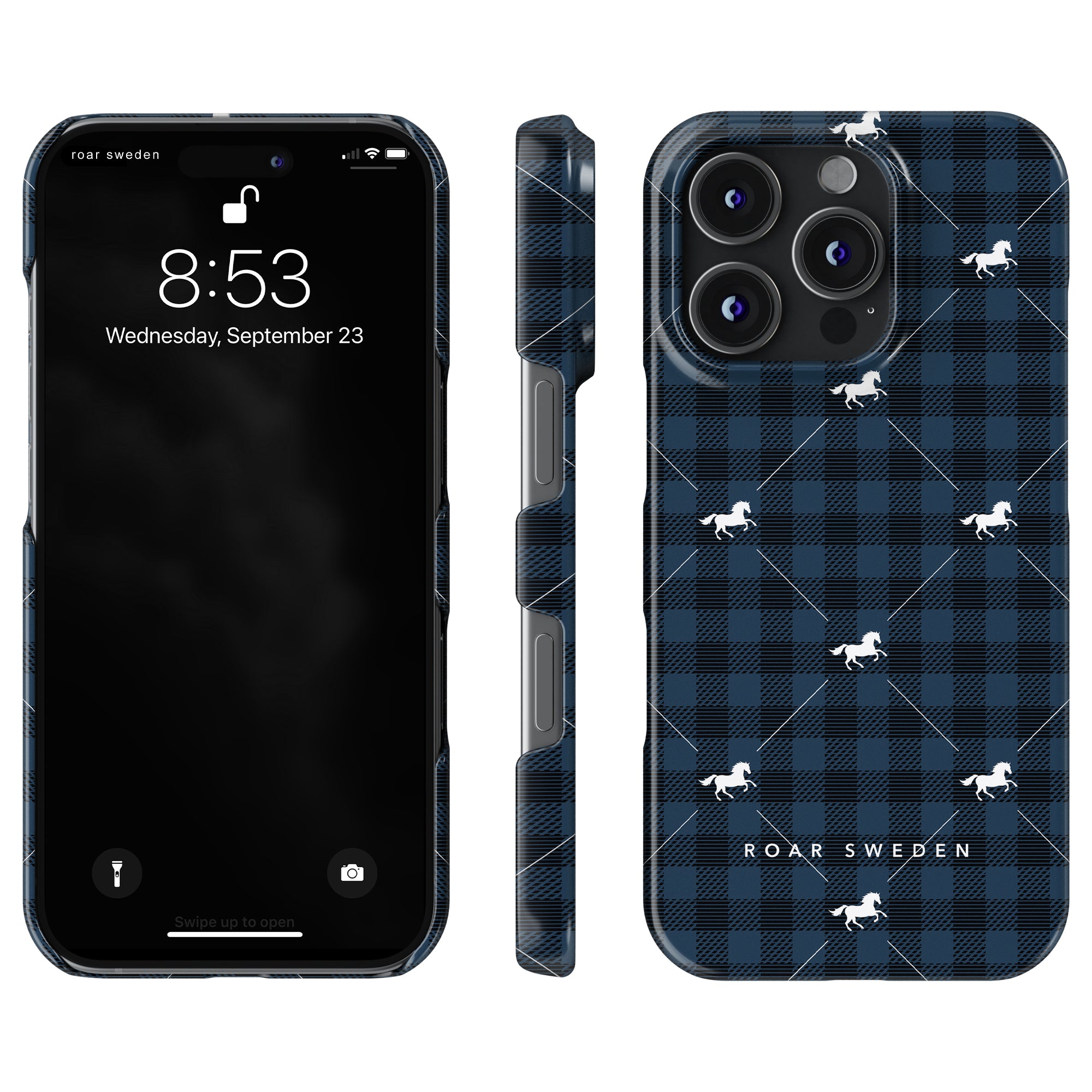 Plaid Horse Slim mobilskal – Plaid Horse Blue