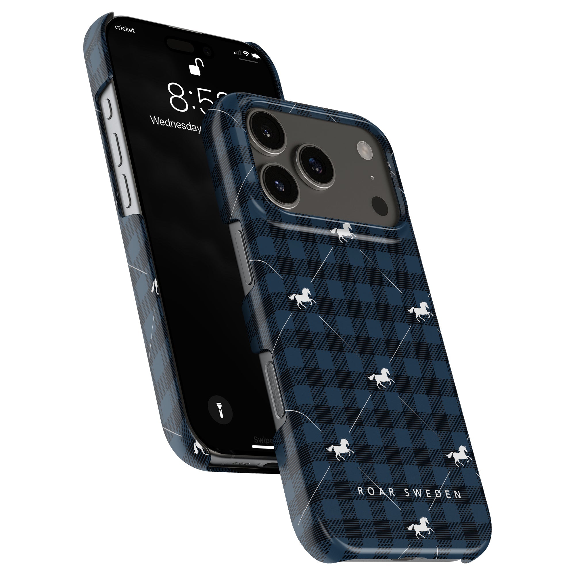 Plaid Horse Slim mobilskal – Plaid Horse Blue