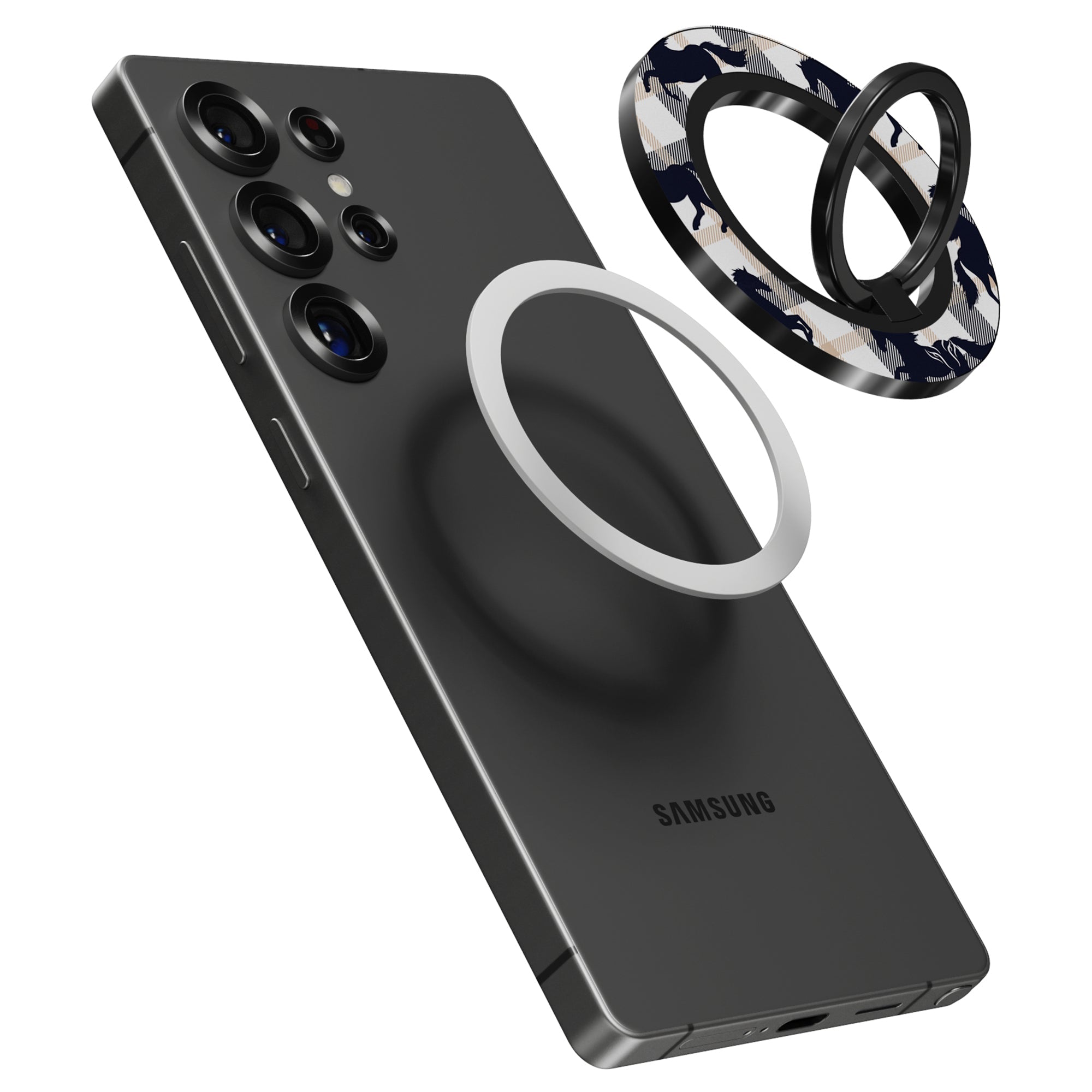 Plaid Horse White - Magnetring – magnetring för mobil