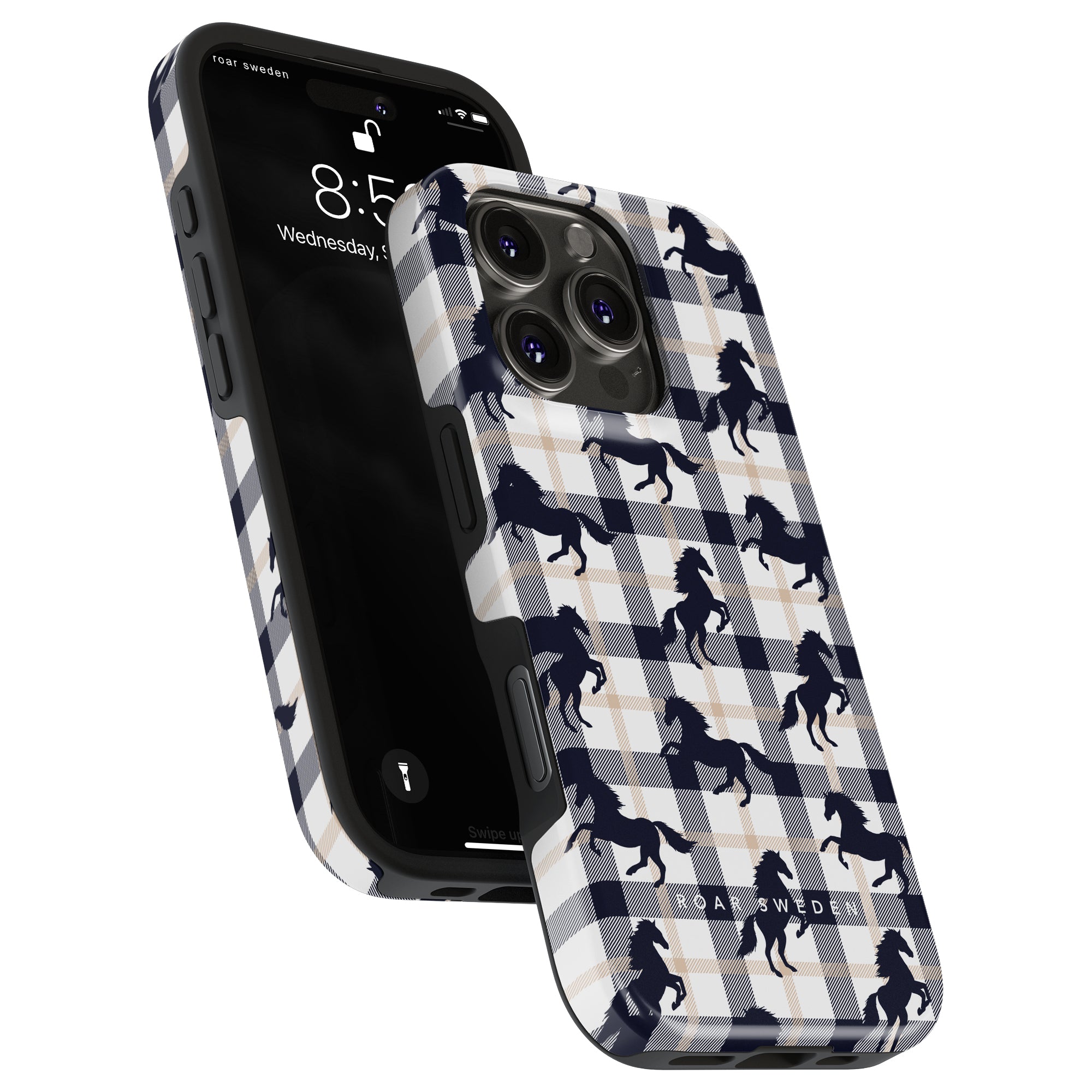 Plaid Horse White - Tough Case - Roar Sweden