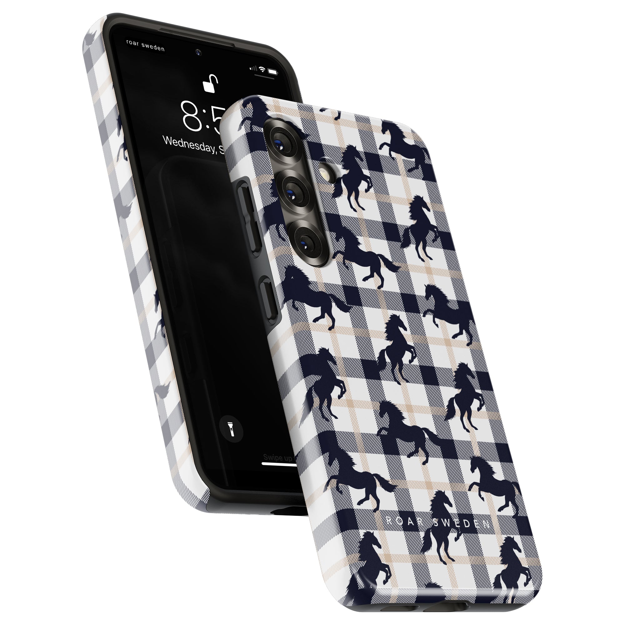 Plaid Horse White - Tough Case - Roar Sweden