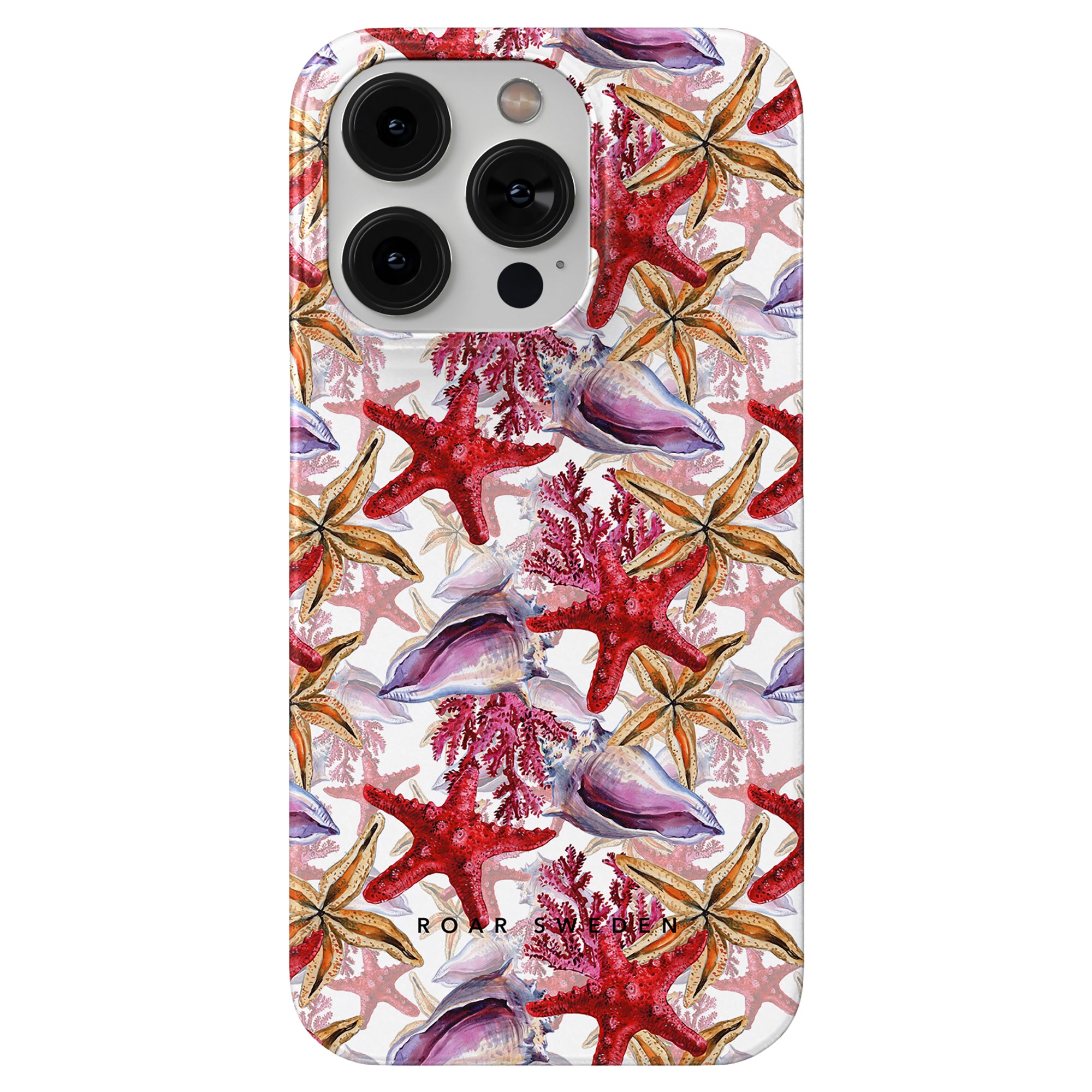 A waterproof phone case with a marine life pattern featuring starfish and Coral Reef - Slim case.