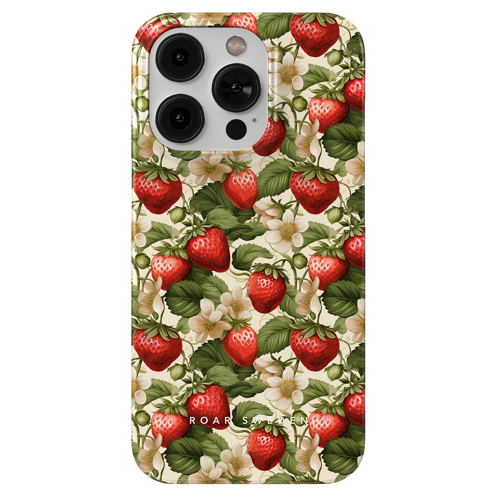 Strawberries and flower patterned Slim case with activity tracking.