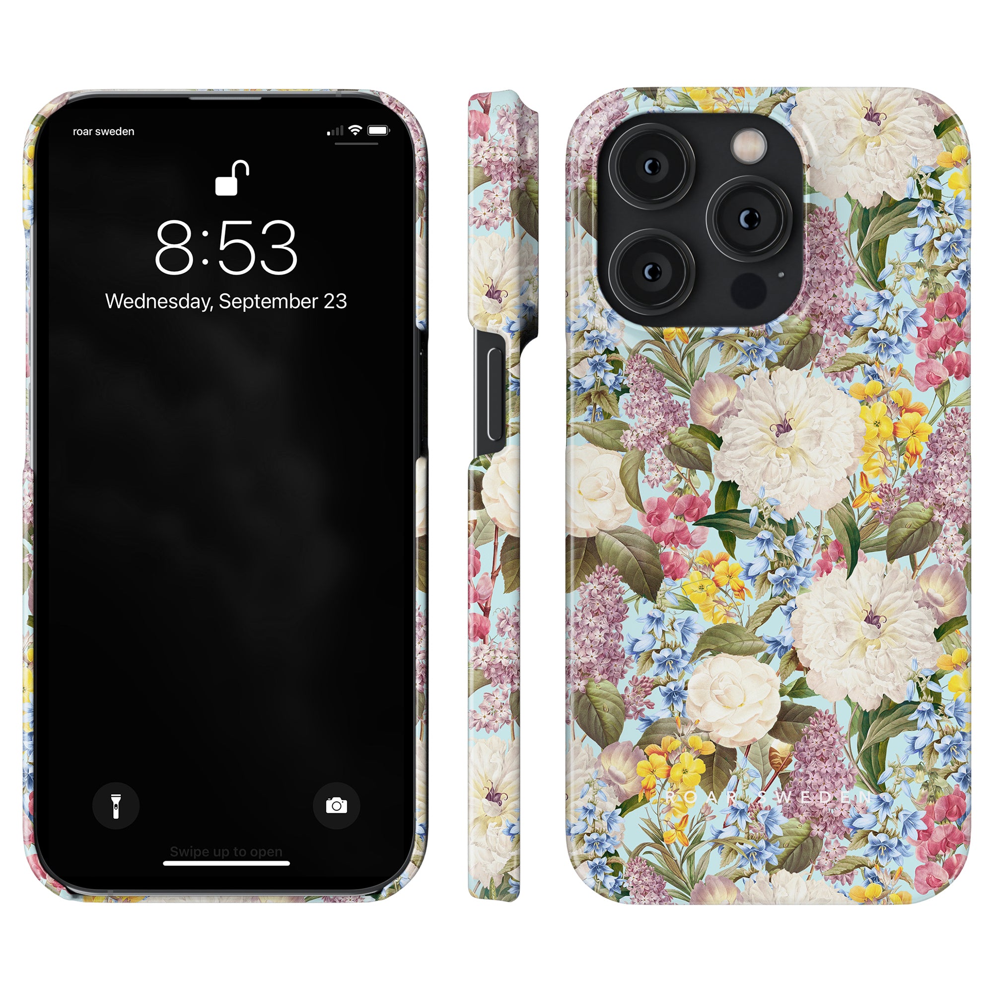 Product description: Front and back view of a smartphone with a Fragrant Paradise - Slim case design, ideal for SEO listing.