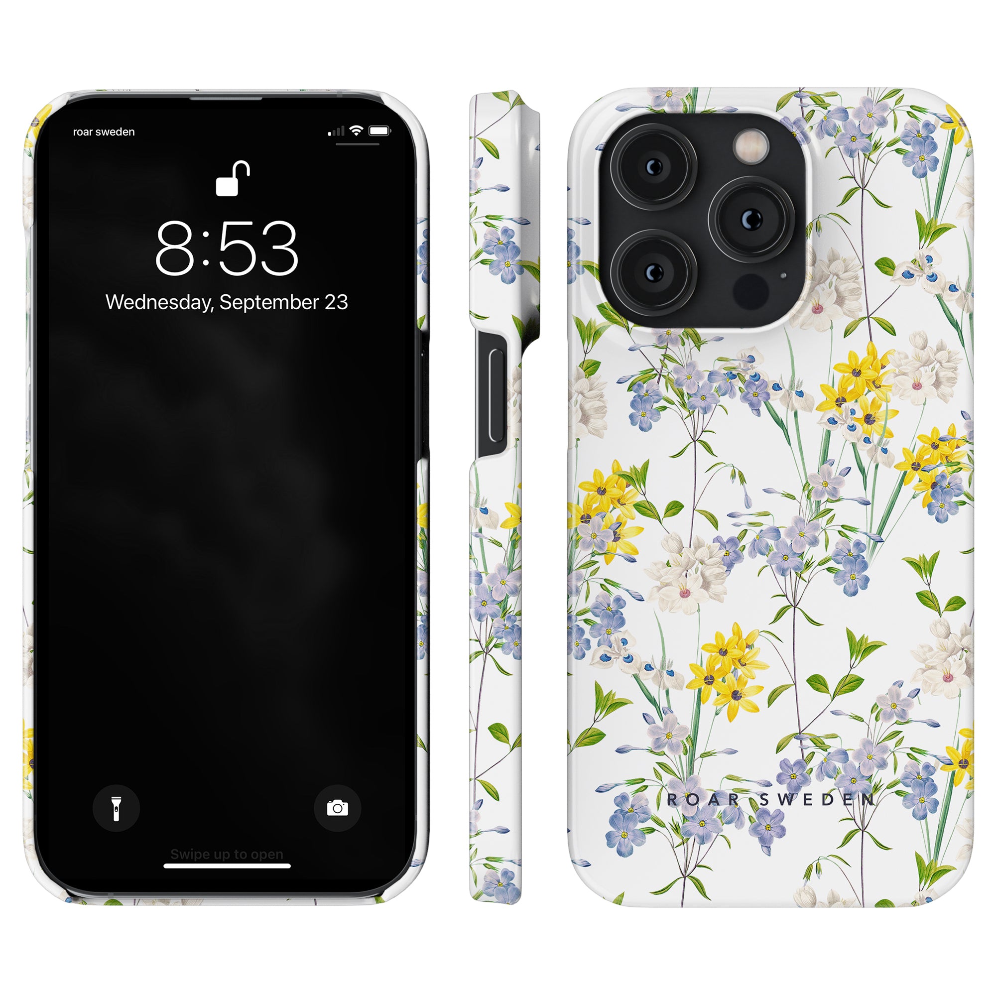 Summer Flowers - Slim case, durable smartphone with a floral case design displayed from the front, side, and back.