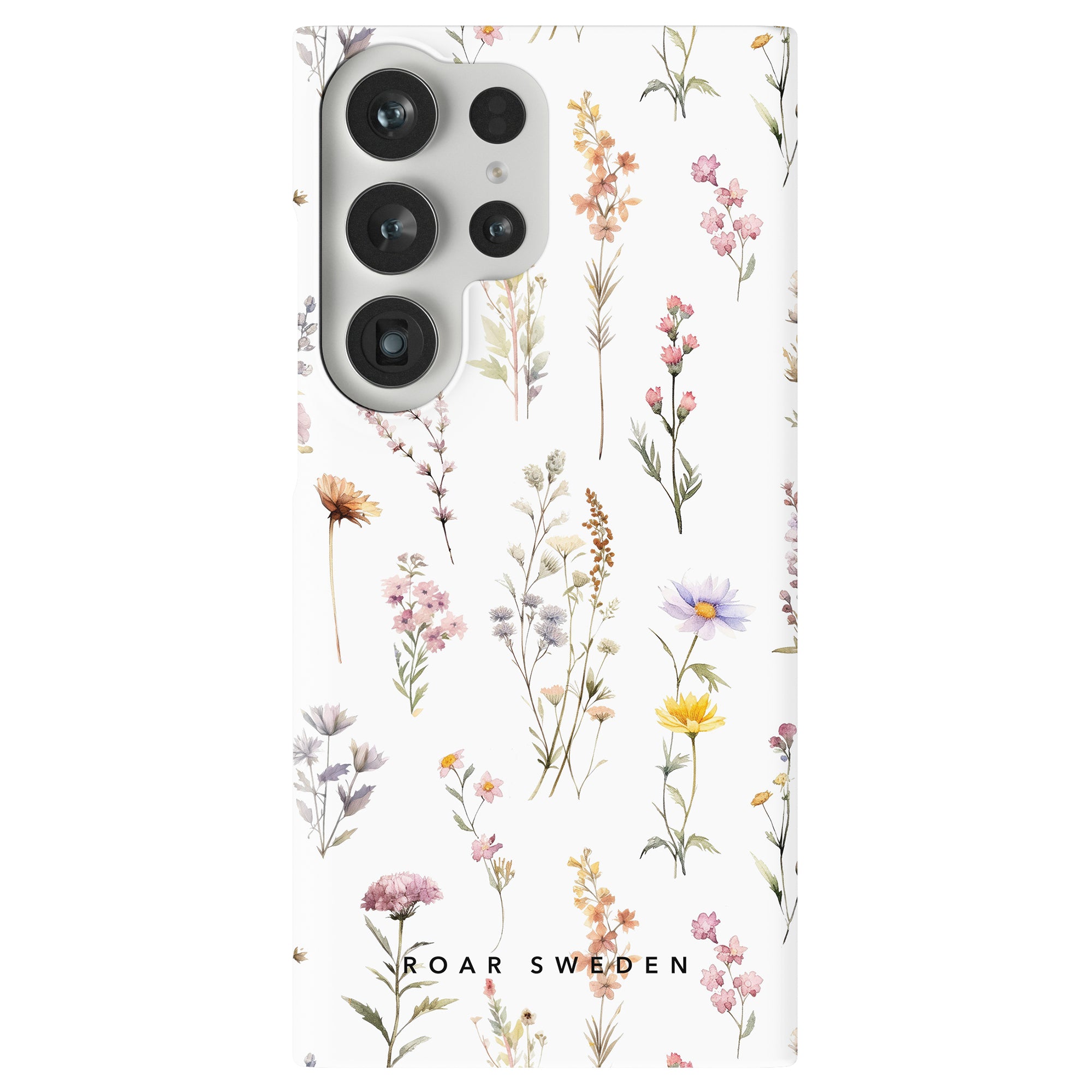 A sturdy smartphone with a Wild Flowers - Slim case featuring multiple camera lenses.