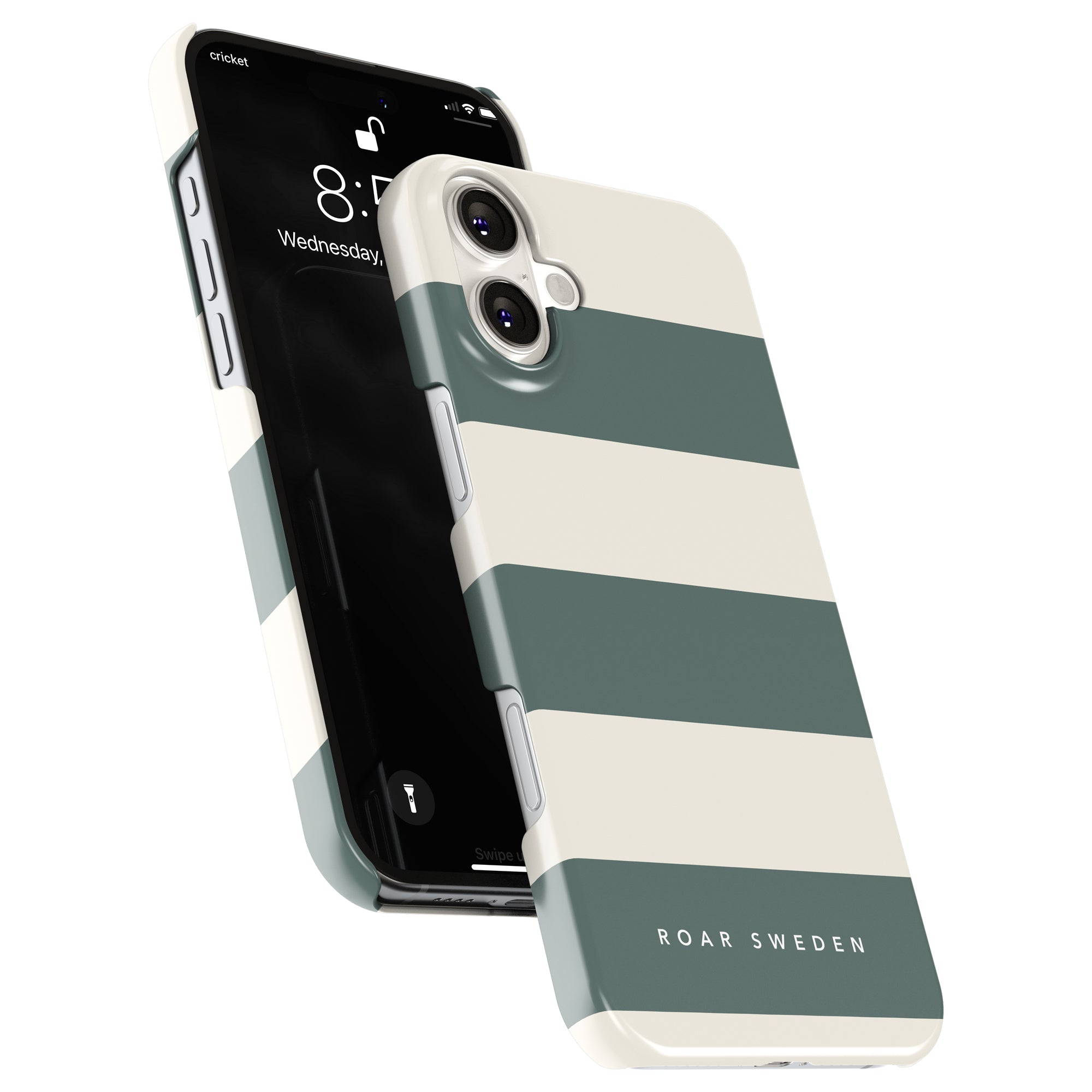 Slim mobilskal – Sage Stripes