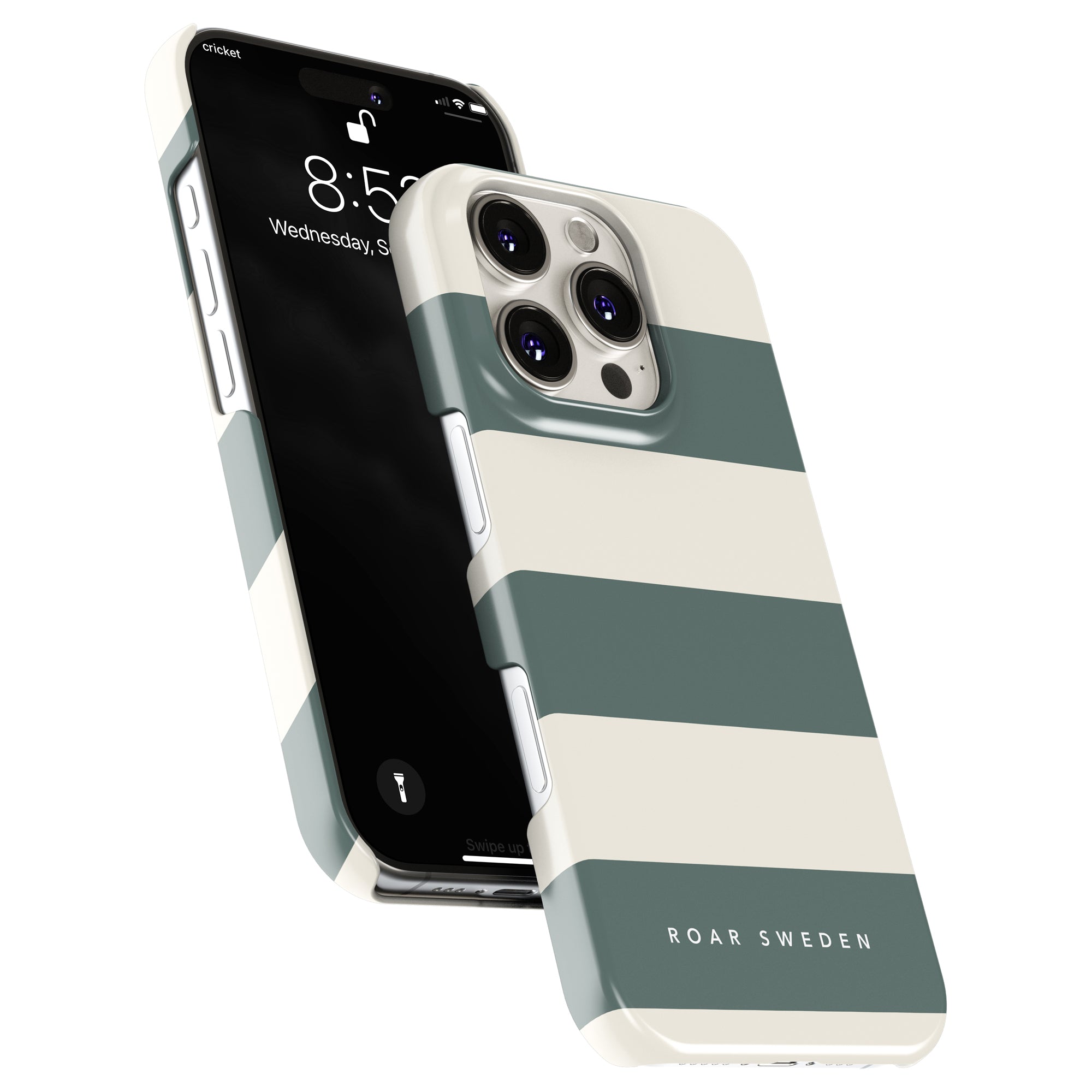 Slim mobilskal – Sage Stripes