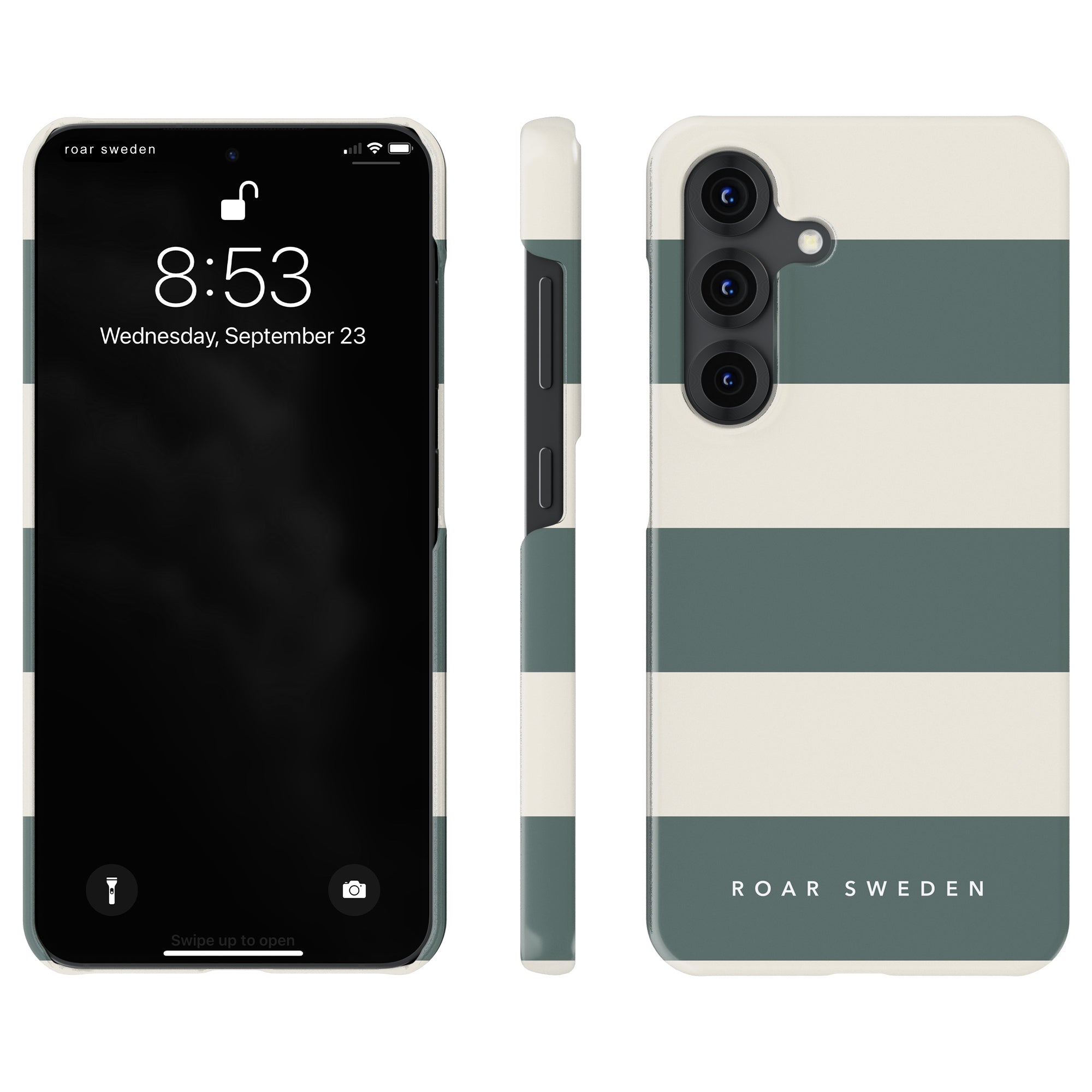 Slim mobilskal – Sage Stripes