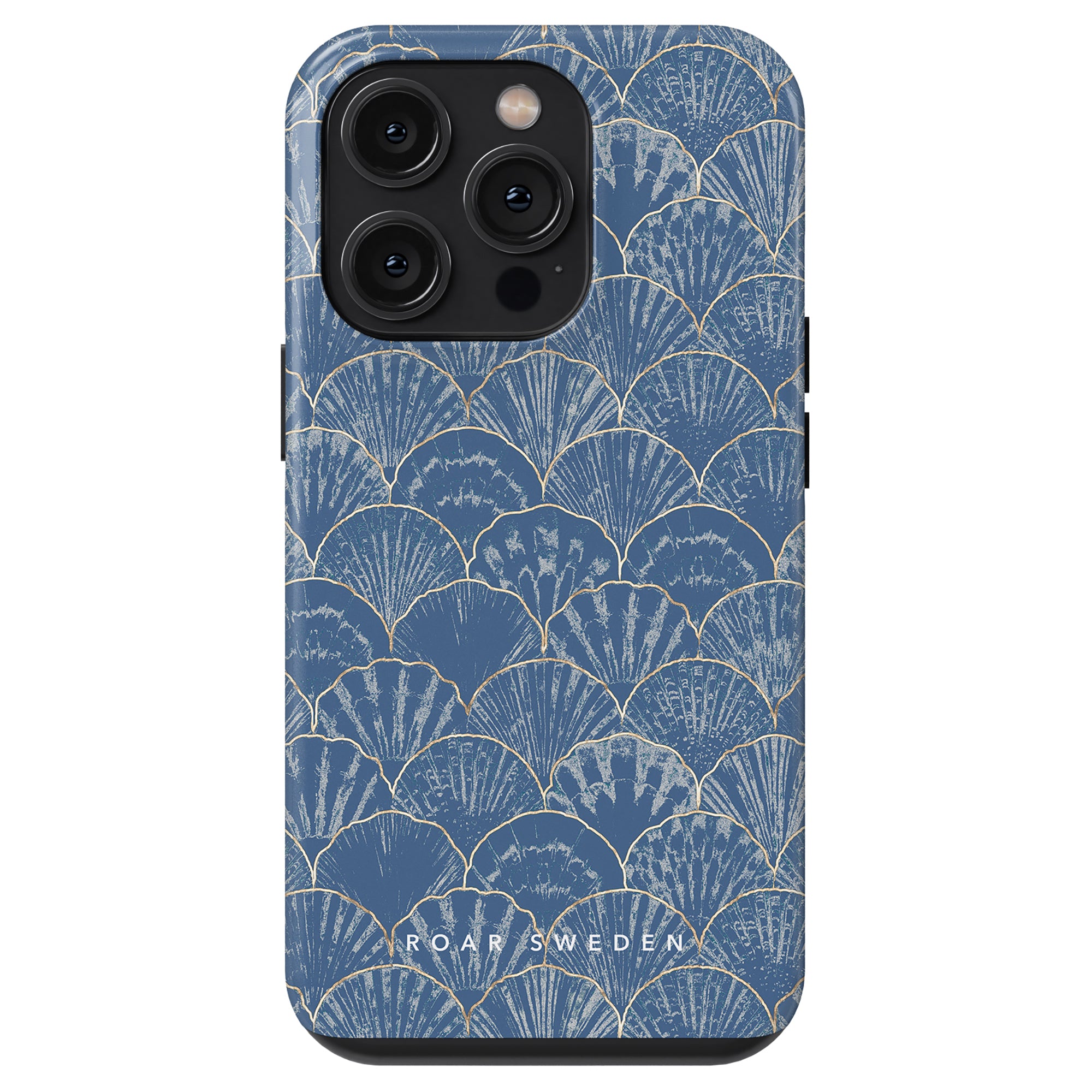 A blue Seashell - Tough Case adorned with seashells, perfect for adding a touch of seaside charm to your device.