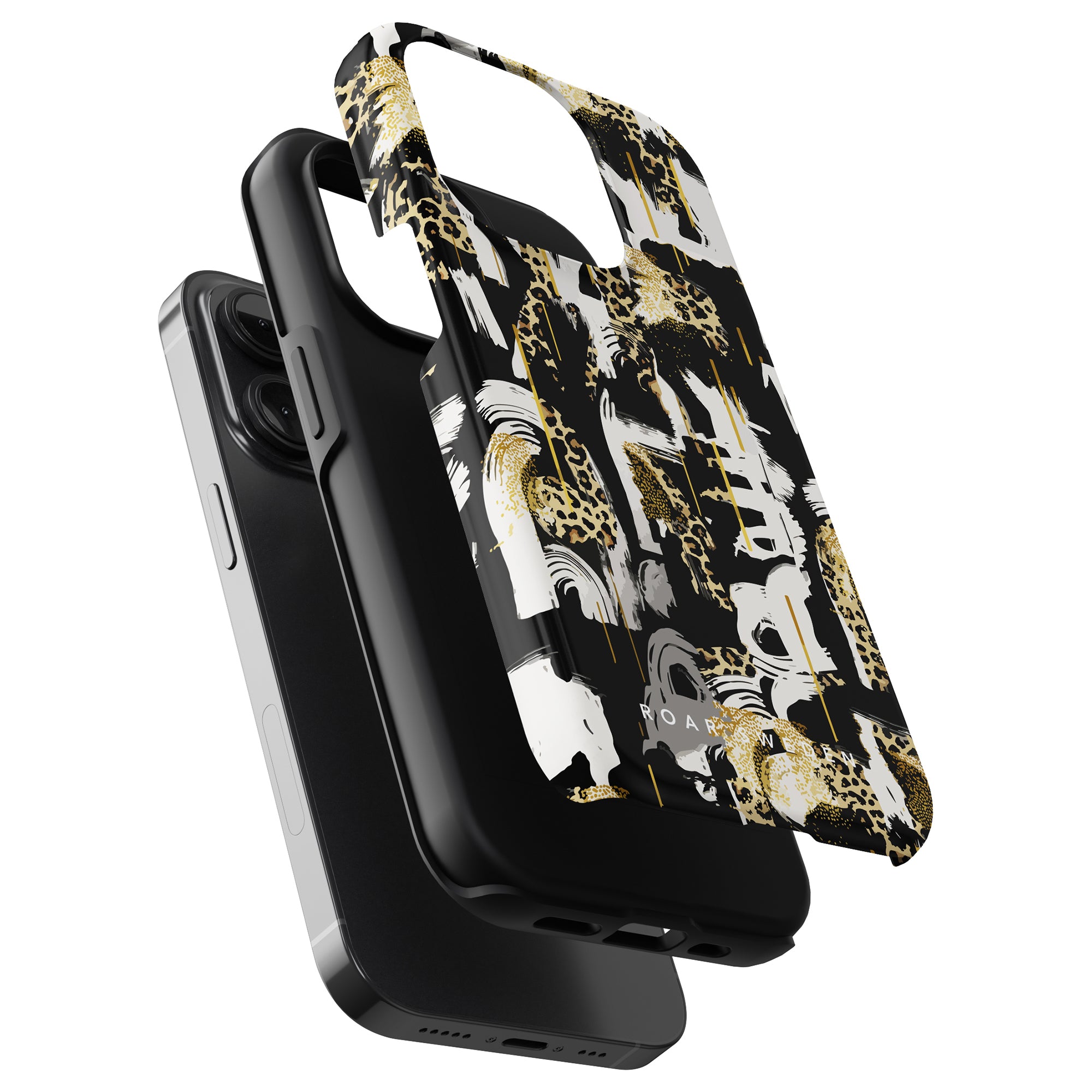 Two Skate Leo - Tough Cases, one showcasing a leopard print design, displayed against a white background.