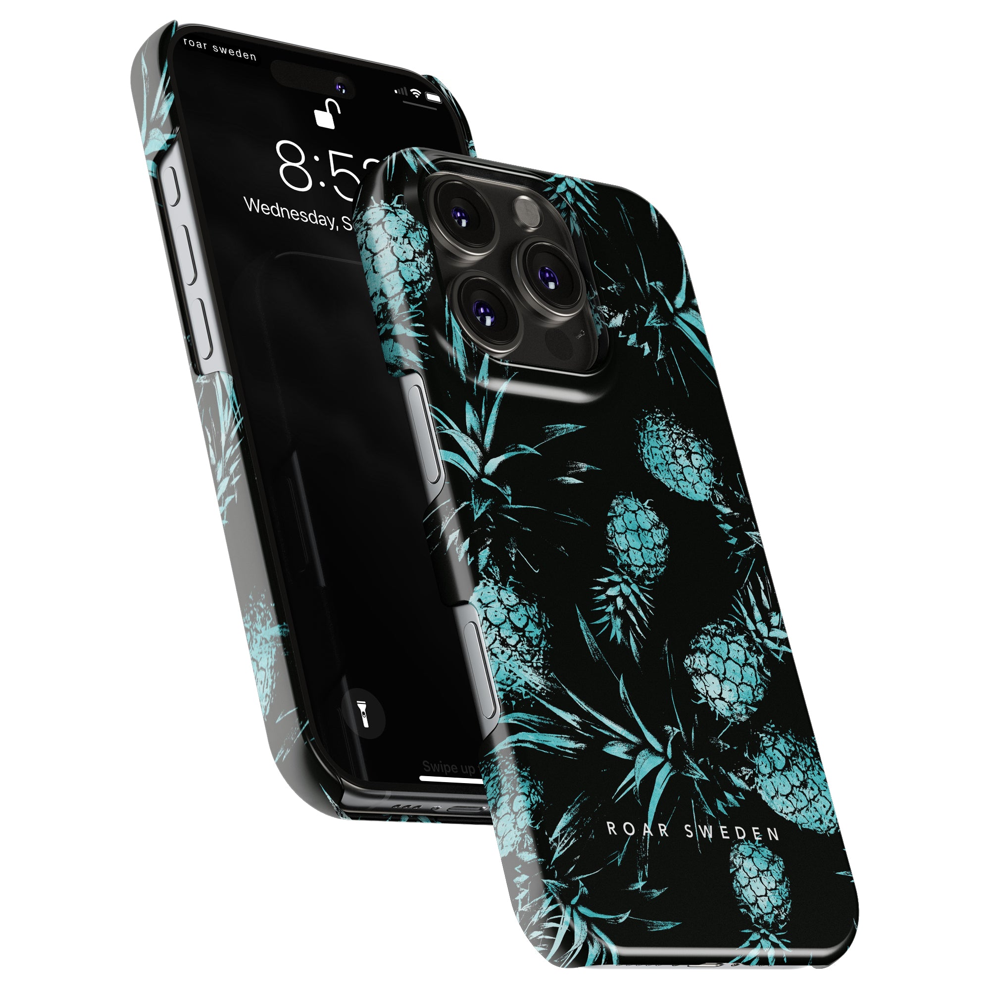 Slim mobilskal – Turquoise Pineapples