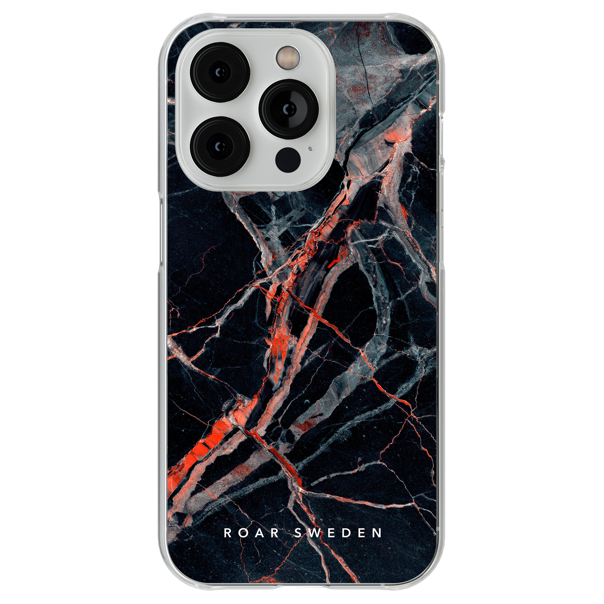A Veins - Clear Case mobilfodral med svarta och orangea ådror designat för iPhone 11 Pro.